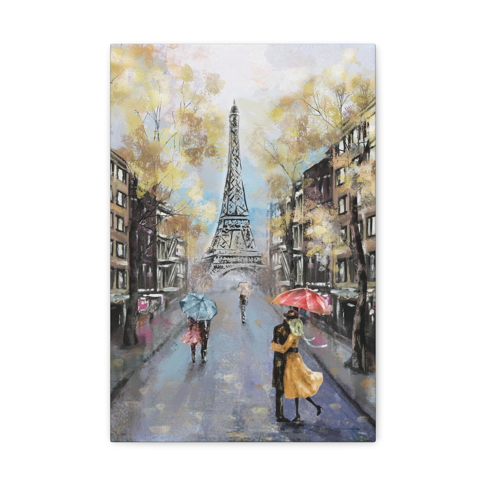 Eiffel Tower Romantic French Couple France Canvas Artwork High-Quality Breathtaking French City for Home Decor Ready to Hang-Express Your Love Gifts