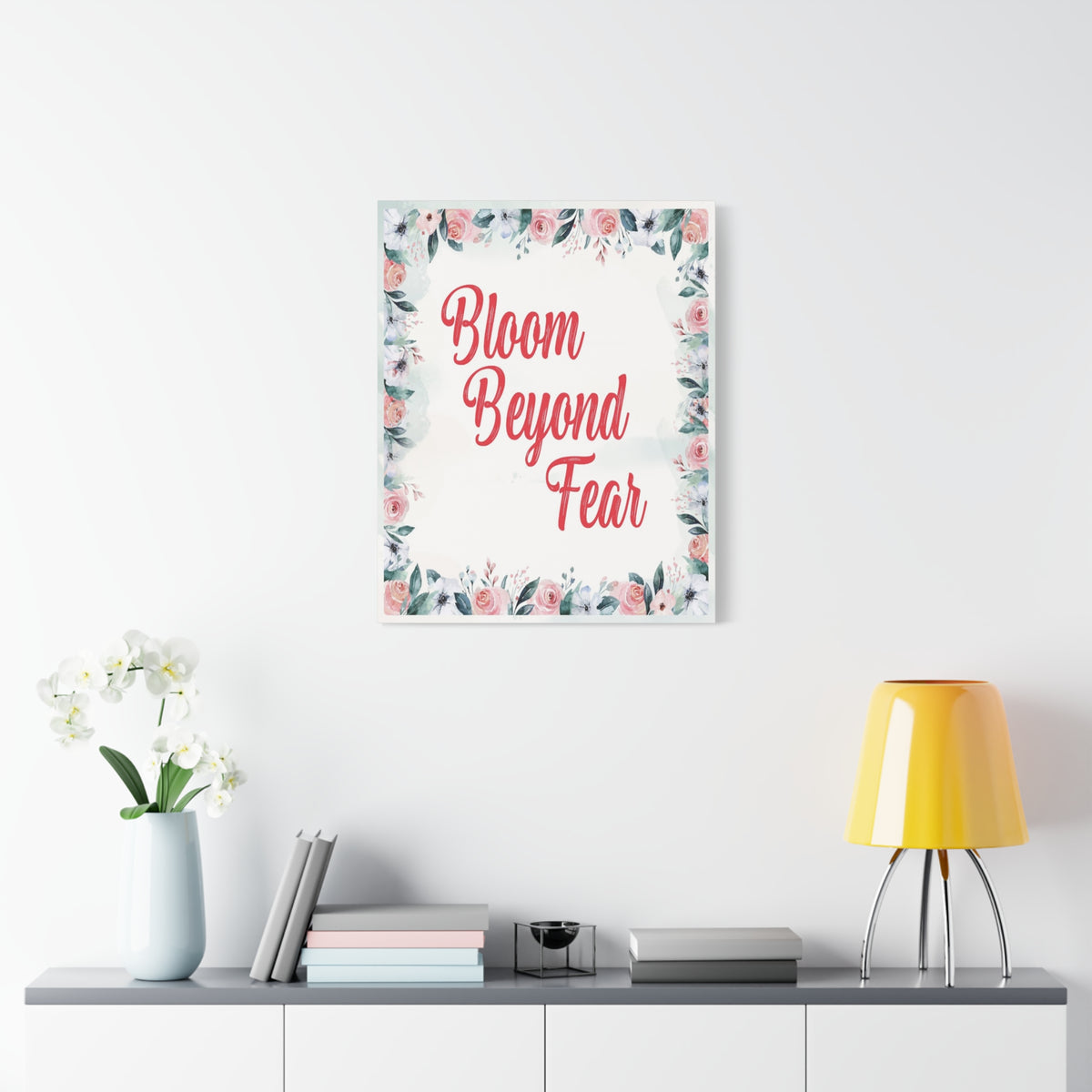 Bloom Beyond Fear Inspirational Motivational Quote Canvas Wall Art for Home Decor Ready-to-Hang-Express Your Love Gifts