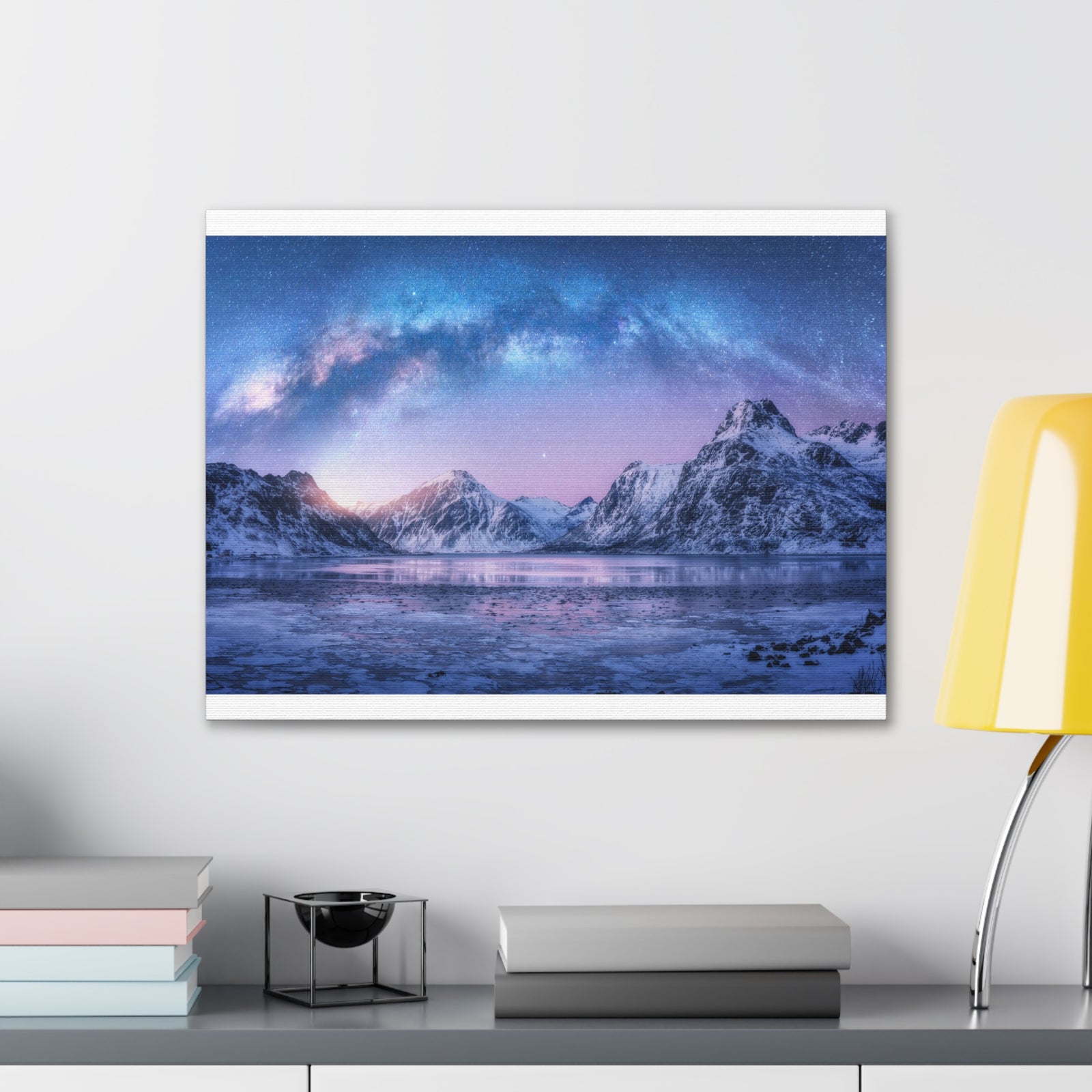 Winter Snow Mountain Lake Nature Wilderness Photography Canvas Wall Art for Home Decor Ready-to-Hang-Express Your Love Gifts