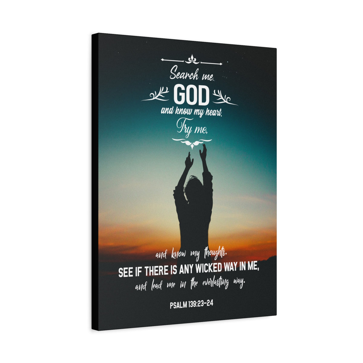 Scripture Canvas The Everlasting Way Psalm 139:23‭-‬24 Christian Wall Art Bible Verse Print Ready to Hang-Express Your Love Gifts