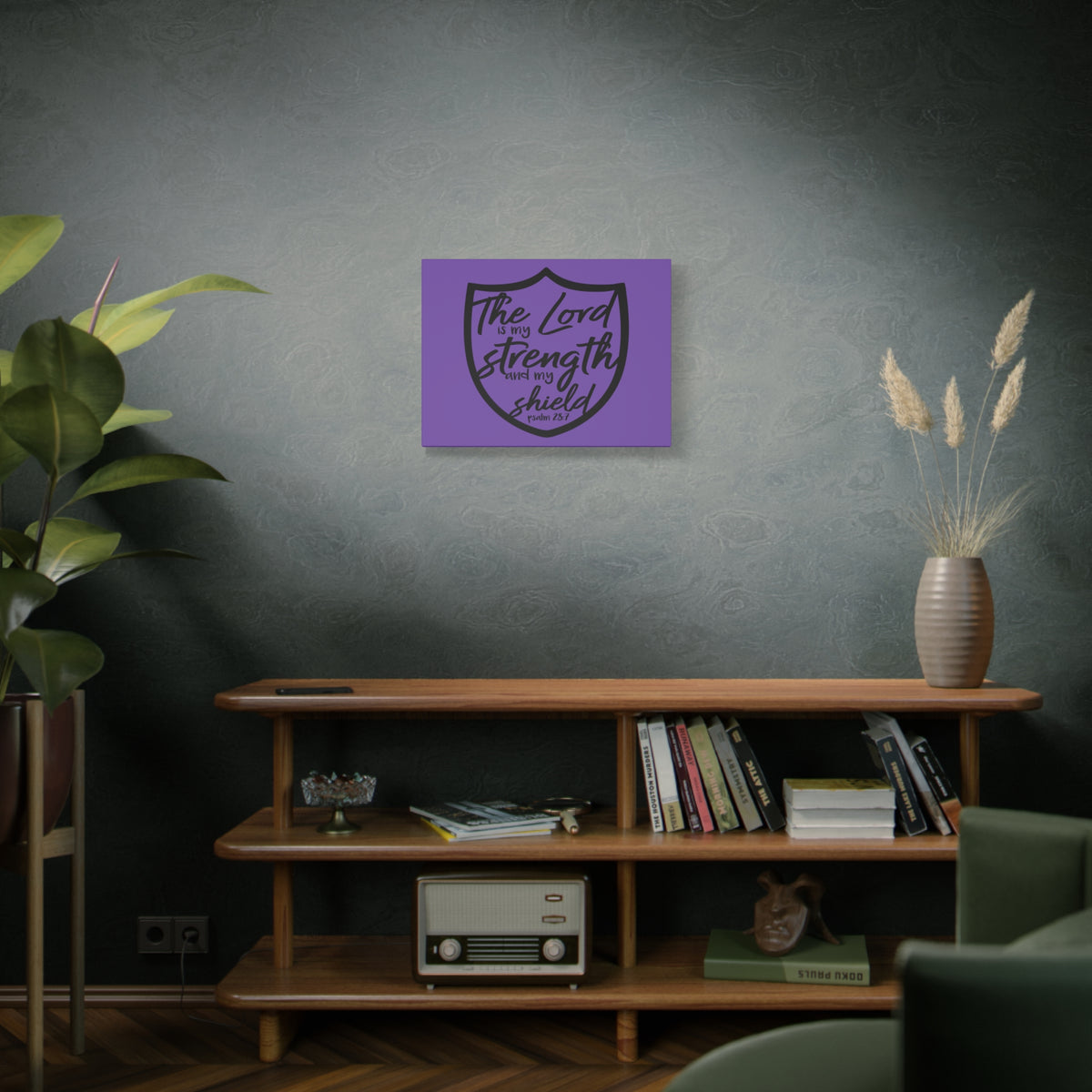 Scripture Canvas The Lord Is Psalm 28:7 Christian Wall Art Bible Verse Print Ready to Hang-Express Your Love Gifts