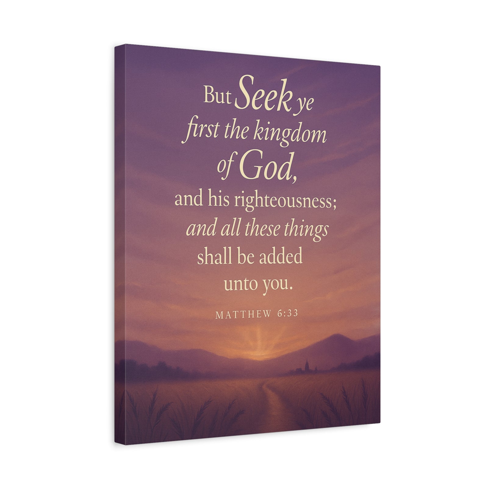 Bible Verse Canvas Matthew 6:33 Christian Home Décor Wall Art Scripture Ready to Hang Faith Print-Express Your Love Gifts