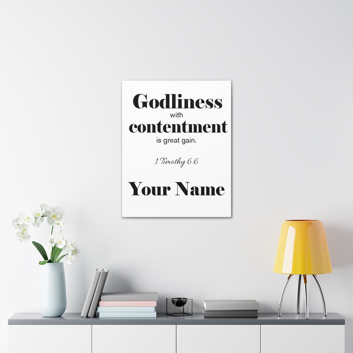 Personalized Godliness 1 Timothy 6:6 Bible Chapter Canvas Christian Wall Art Ready to Hang-Express Your Love Gifts