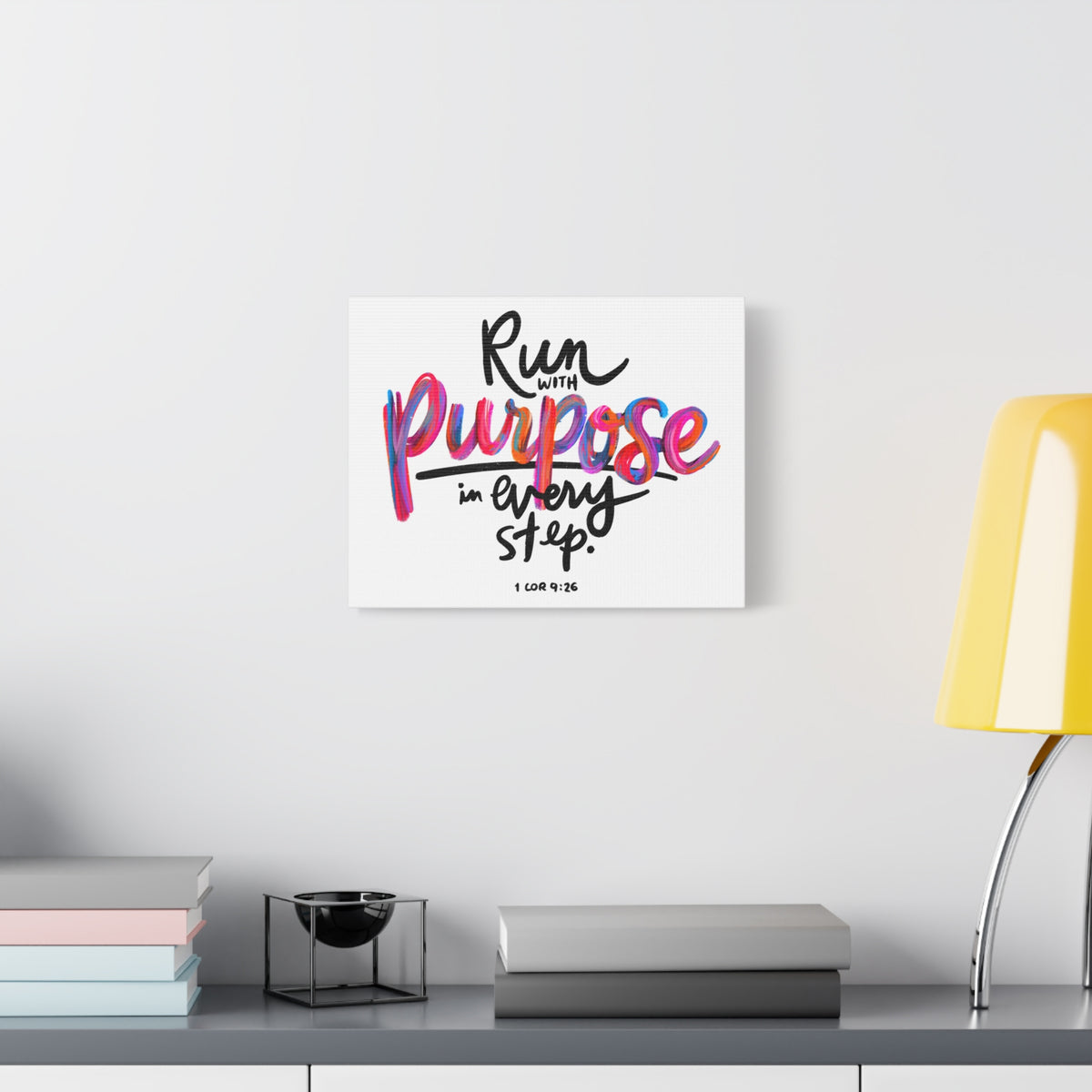 Scripture Canvas Run With Purpose 1 Corinthians 9:26 Christian Wall Art Bible Verse Print Ready to Hang-Express Your Love Gifts
