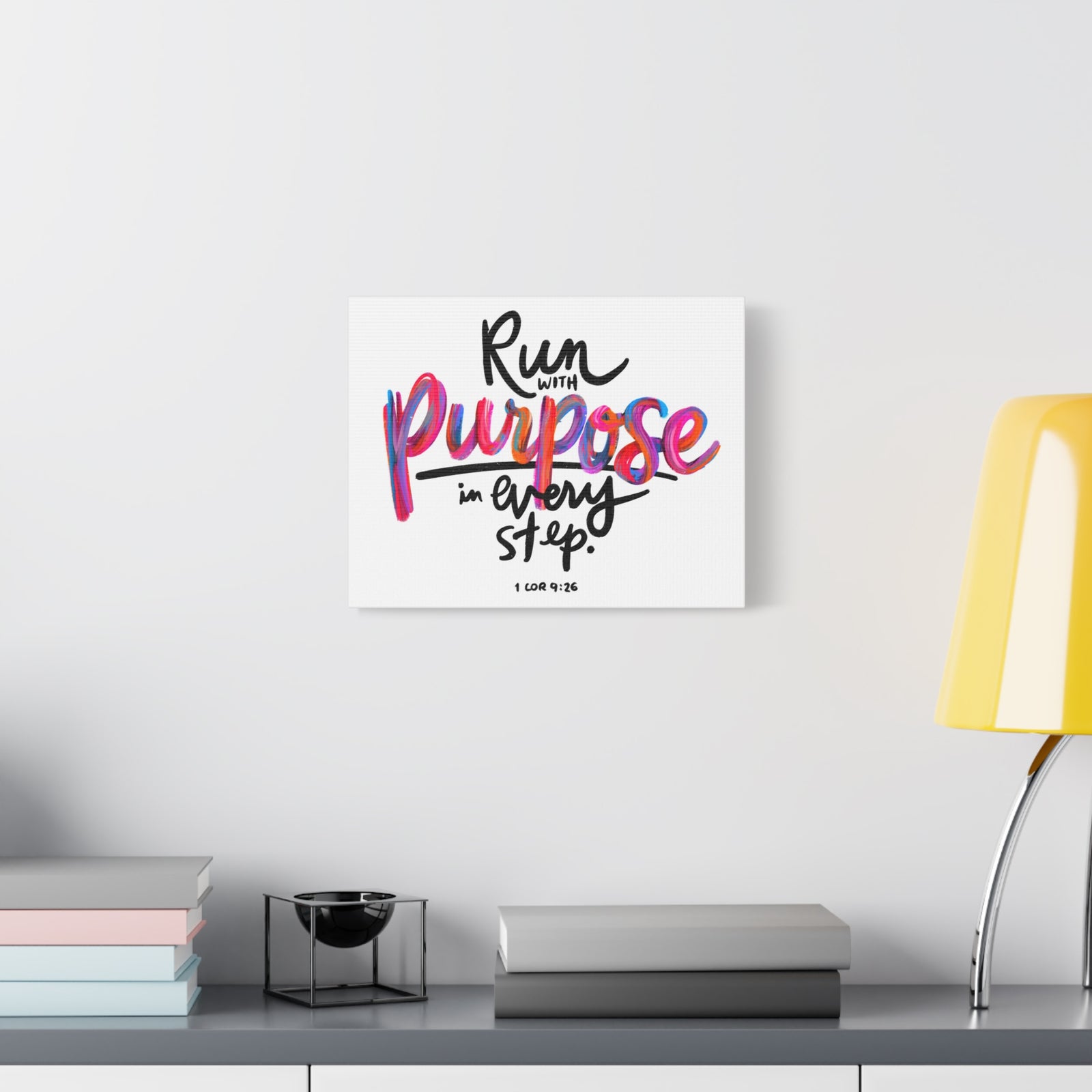 Scripture Canvas Run With Purpose 1 Corinthians 9:26 Christian Wall Art Bible Verse Print Ready to Hang-Express Your Love Gifts