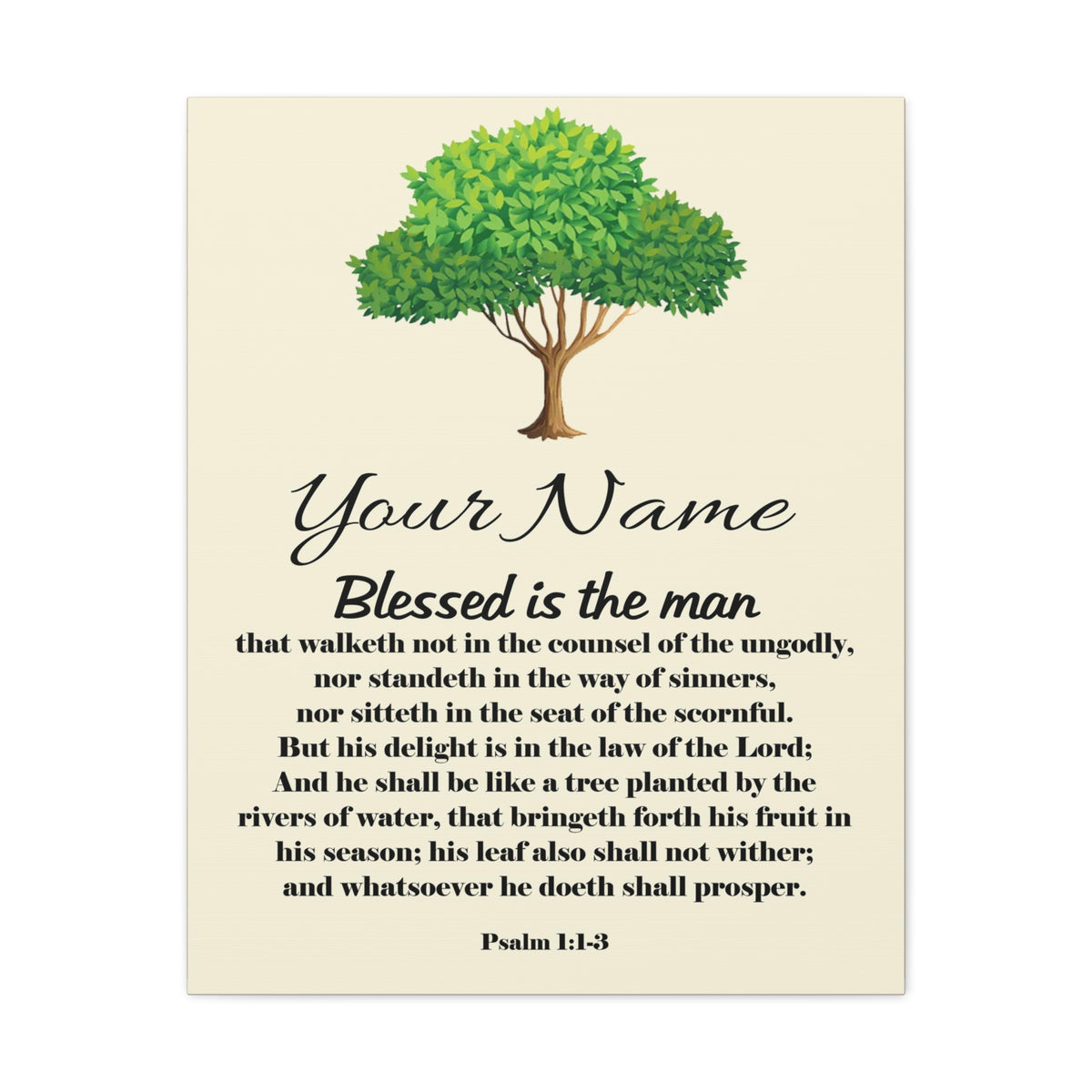 Scripture Walls Personalized Blessed is the Man Psalm 1:1-3 Bible Chapter Canvas Christian Wall Art Ready to Hang-Express Your Love Gifts