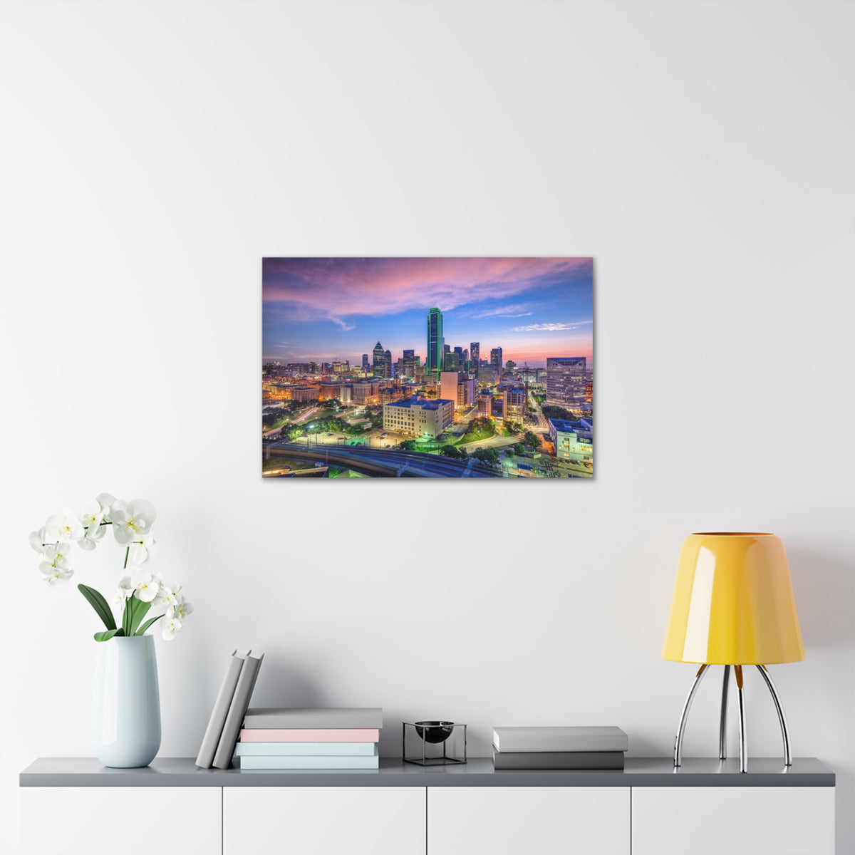 Dallas Night Skyline Canvas Artwork High-Quality Breathtaking Stunning Cityscape for Home Decor Ready to Hang-Express Your Love Gifts