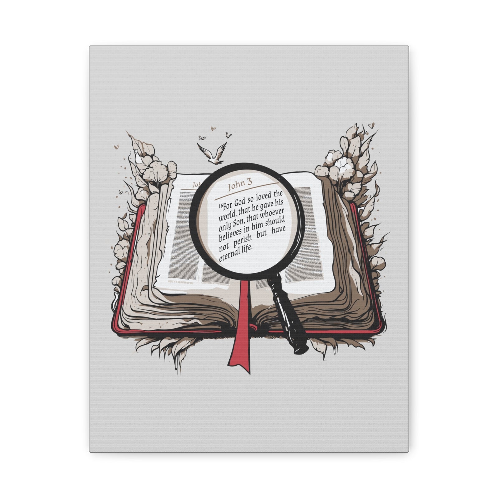 Scripture Walls John 3:16 Open Book Bible Verse Canvas Christian Wall Art Ready to Hang Unframed-Express Your Love Gifts