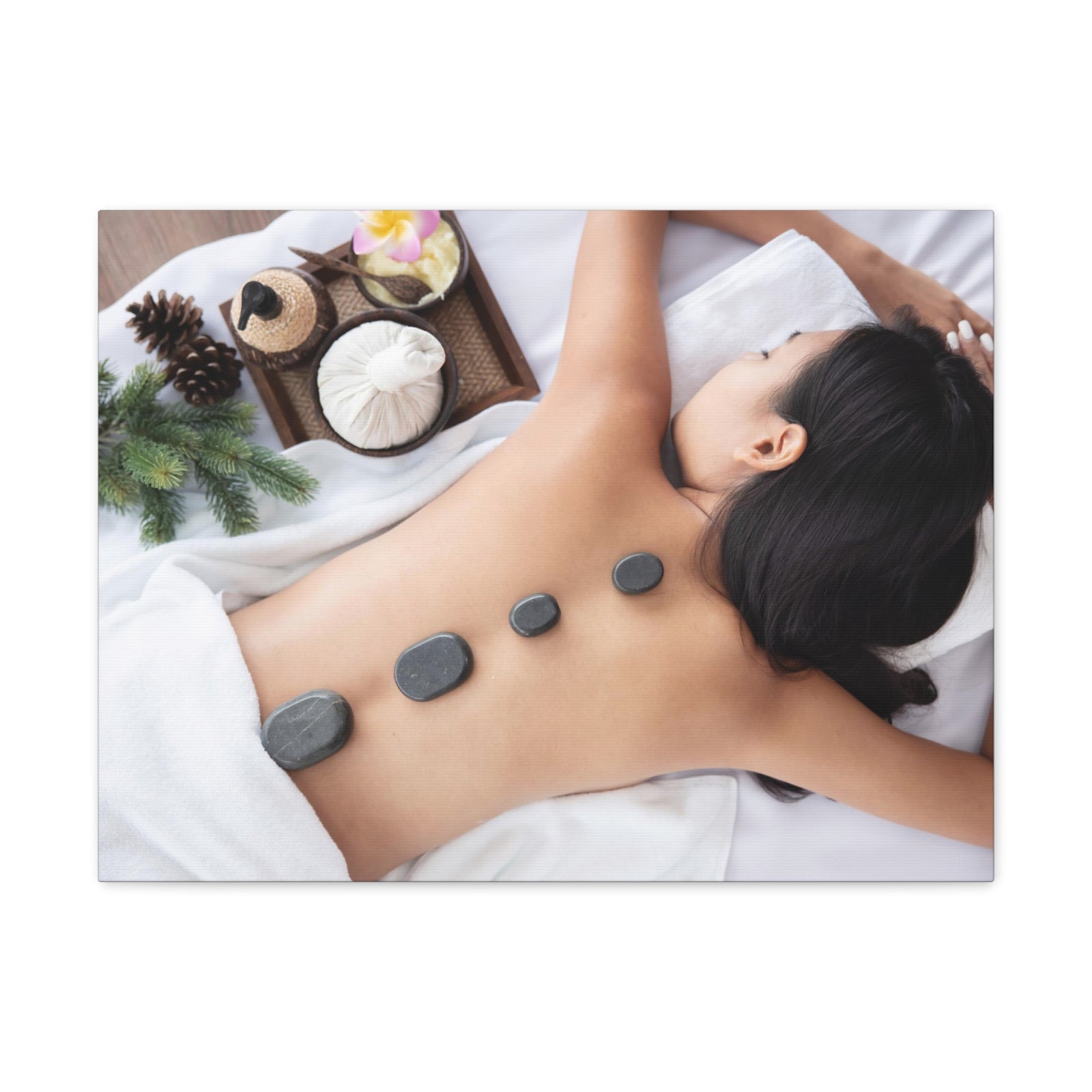 Rock Therapy Massage Forest Floral Nature Photography Canvas Wall Art for Home Decor Ready-to-Hang-Express Your Love Gifts