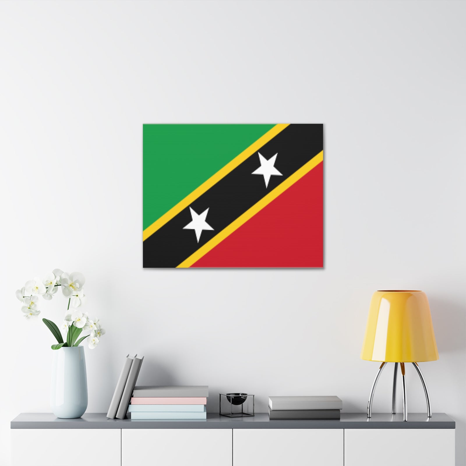Saint Kitts and Nevis Country Flag Canvas Vibrant Wall Art Unframed Home Decor-Express Your Love Gifts