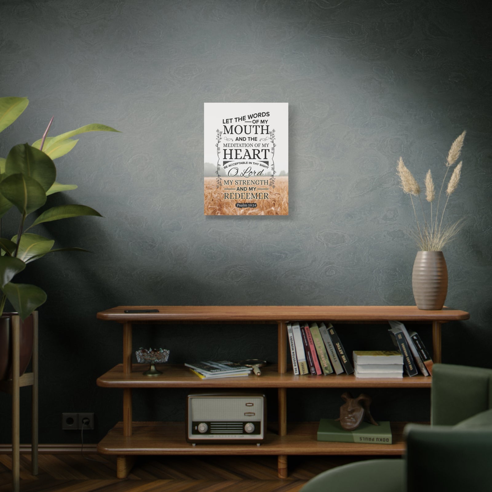 Scripture Canvas Lord My Strength Psalm 19:14 Christian Wall Art Bible Verse Print Ready to Hang-Express Your Love Gifts