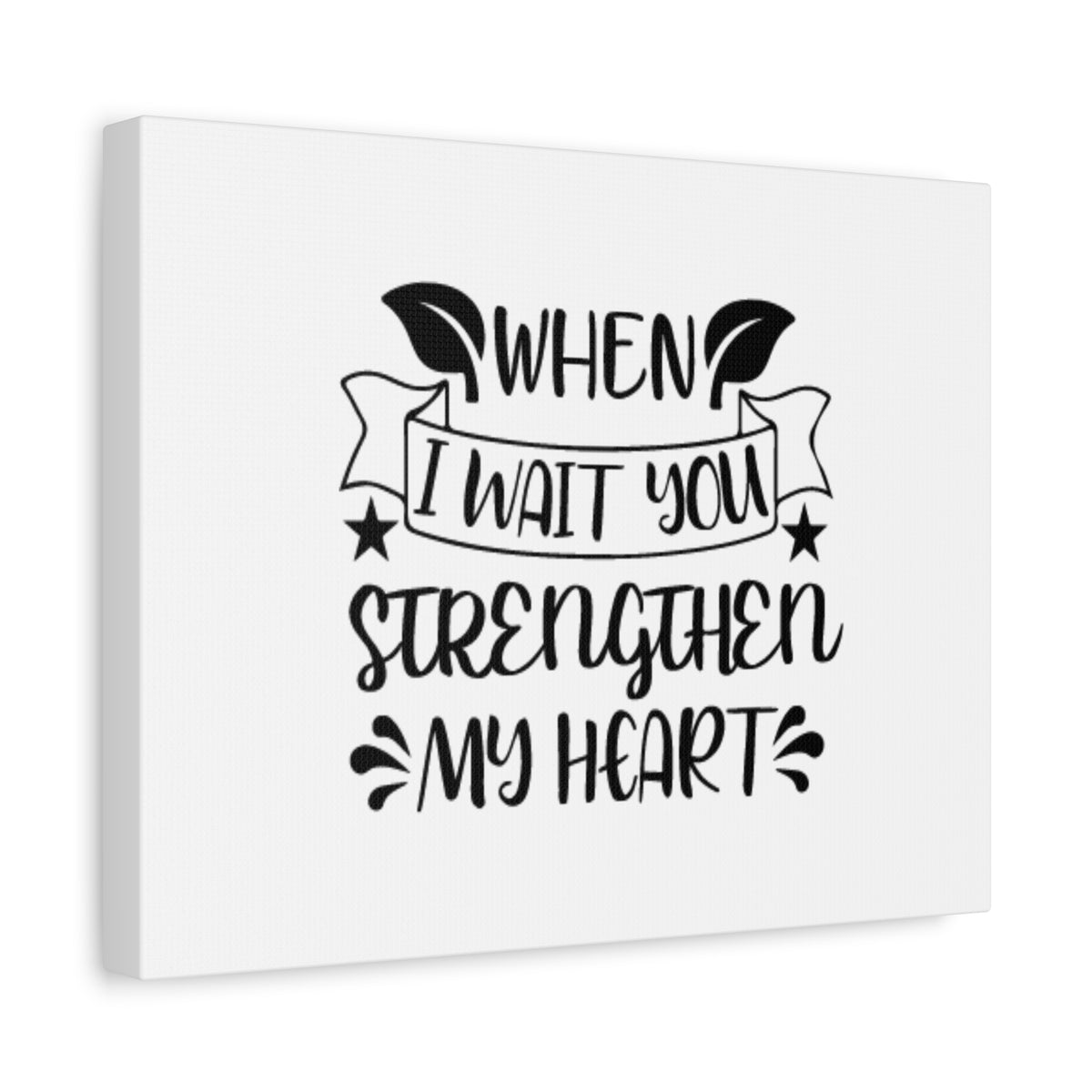 Scripture Canvas Strengthen My Heart Psalm 27:14 Leaves Christian Wall Art Bible Verse Print Ready to Hang-Express Your Love Gifts