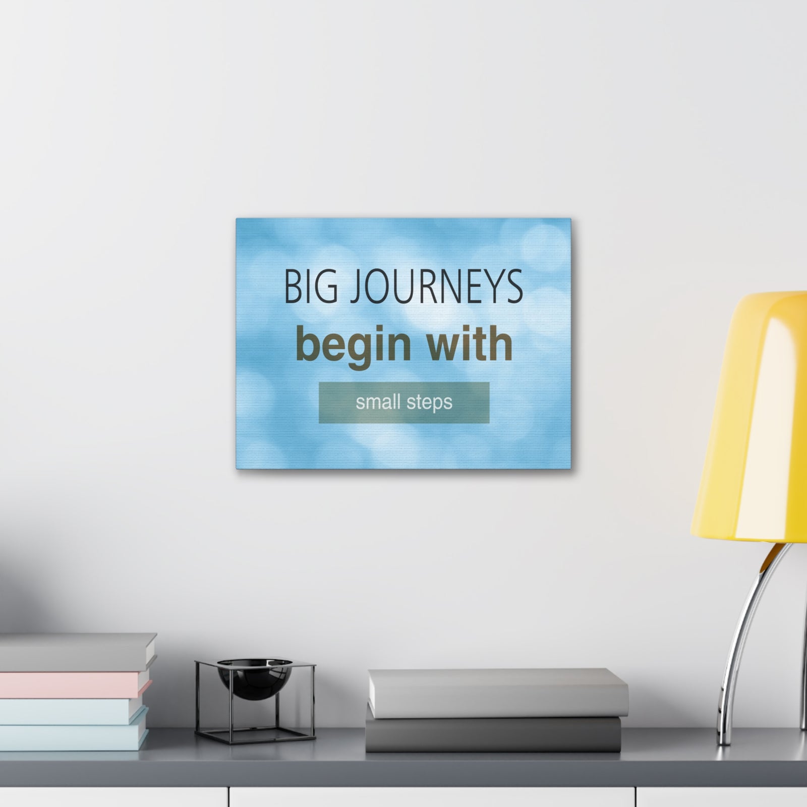 Inspirational Quote Canvas Big Journey's Begin With Motivational Print Ready to Hang Artwork-Express Your Love Gifts