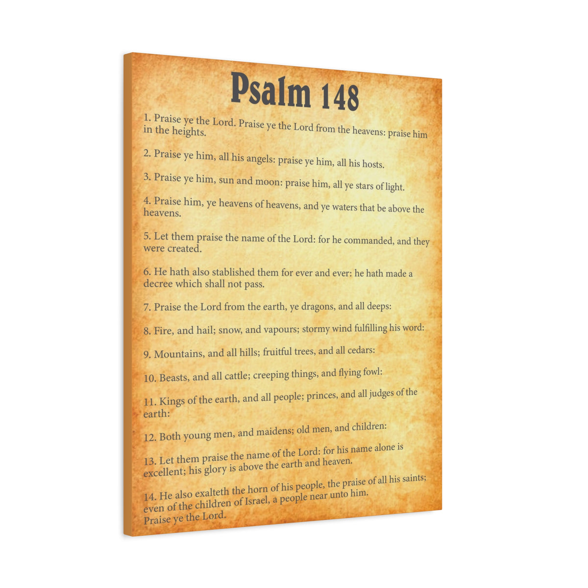 Scripture Walls Psalm 148 Gold Bible Verse Canvas Christian Wall Art Ready to Hang-Express Your Love Gifts