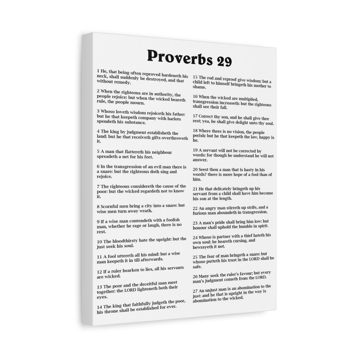 Scripture Walls Proverbs Chapter 29 White Bible Canvas Christian Wall Art Ready to Hang Unframed-Express Your Love Gifts