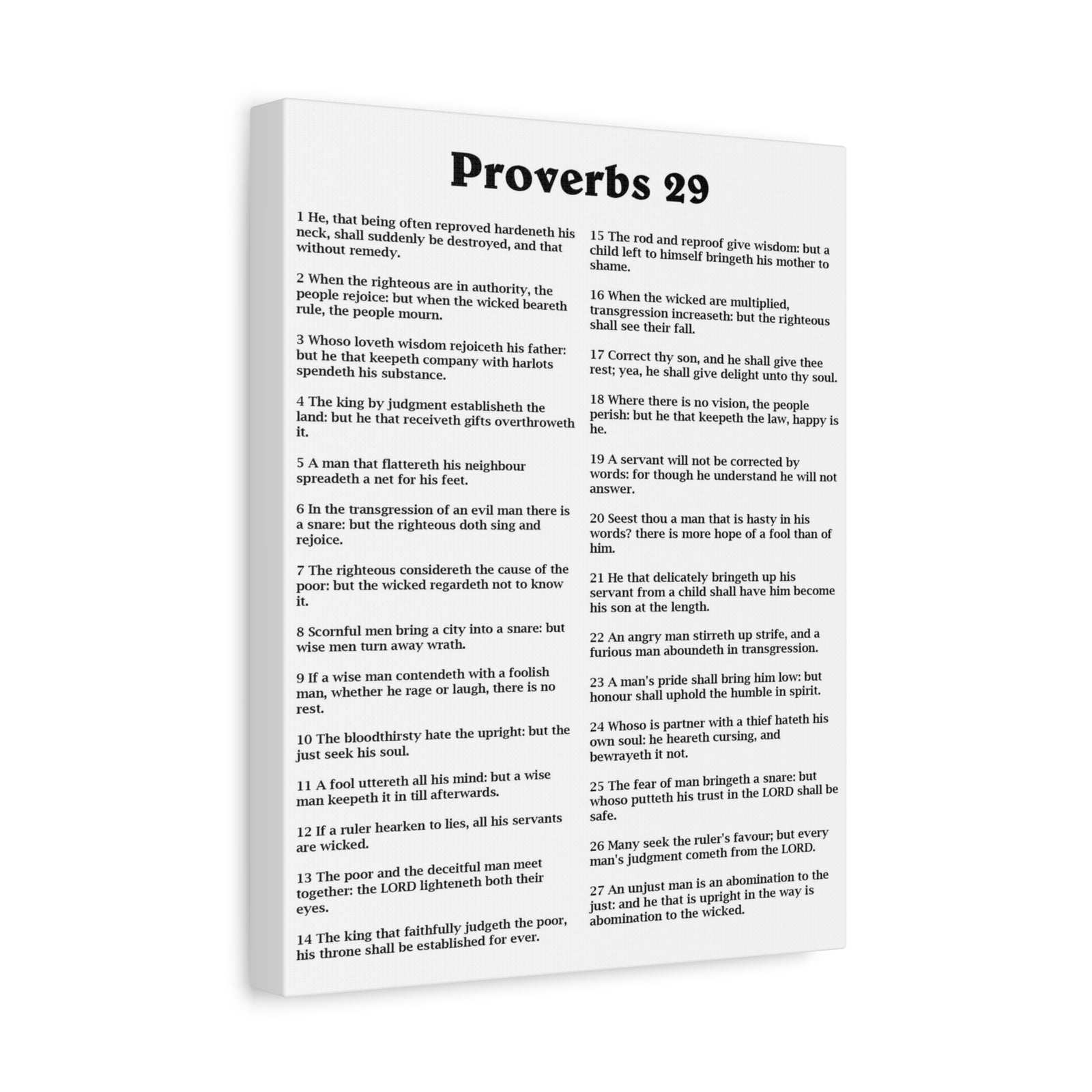 Scripture Walls Proverbs Chapter 29 White Bible Canvas Christian Wall Art Ready to Hang Unframed-Express Your Love Gifts