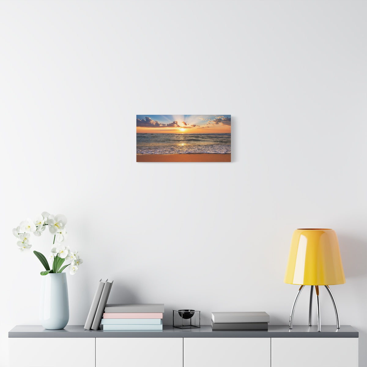 Beach Sunrise Deep Blue Sky Ocean Canvas Wall Art for Home Decor Ready-to-Hang-Express Your Love Gifts