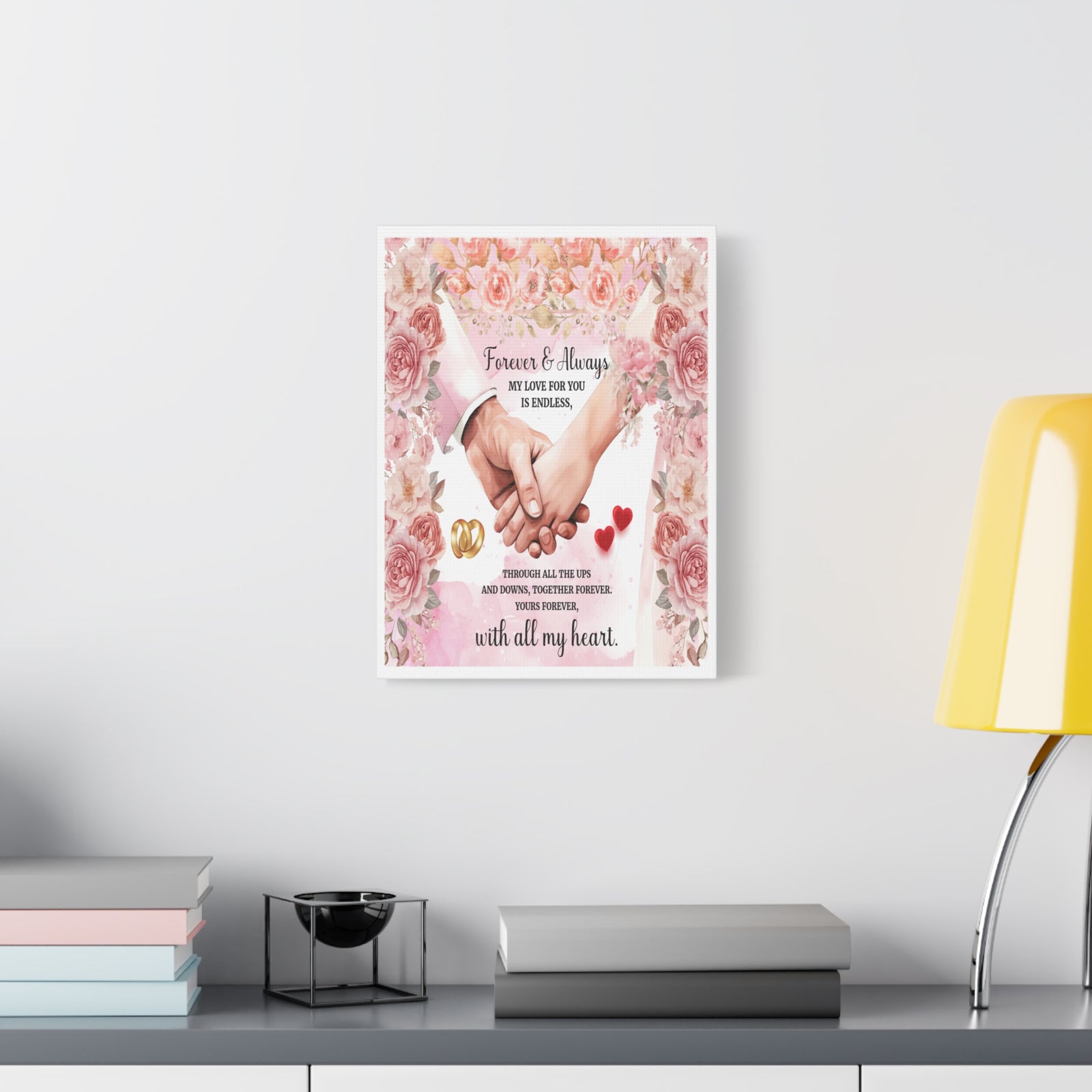 To My Wife Forever & Always Floral Canvas Wall Art – Romantic Wedding & Anniversary Gift-Express Your Love Gifts