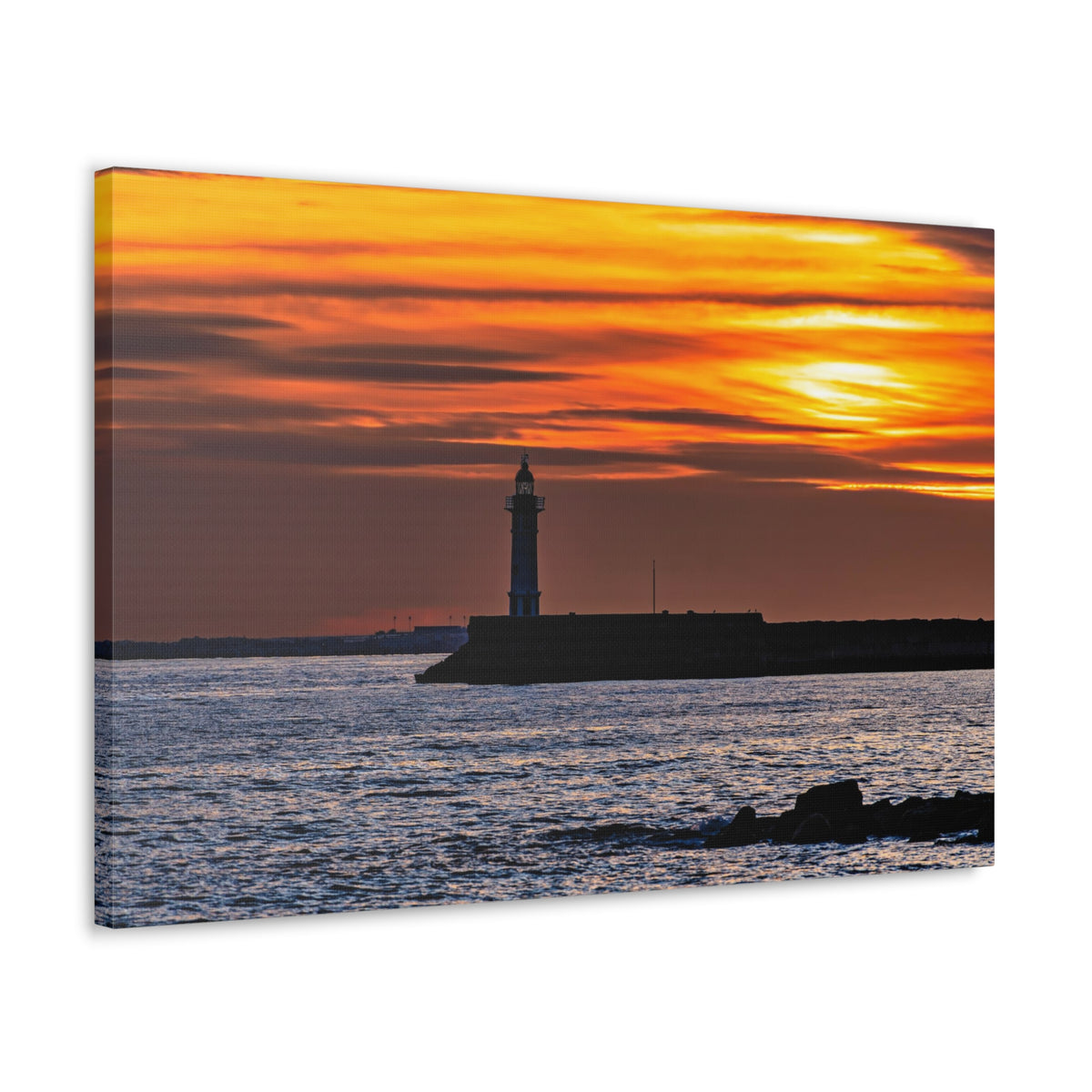 Sunset with Lighthouse Forest Floral Nature Photography Canvas Wall Art for Home Decor Ready-to-Hang-Express Your Love Gifts