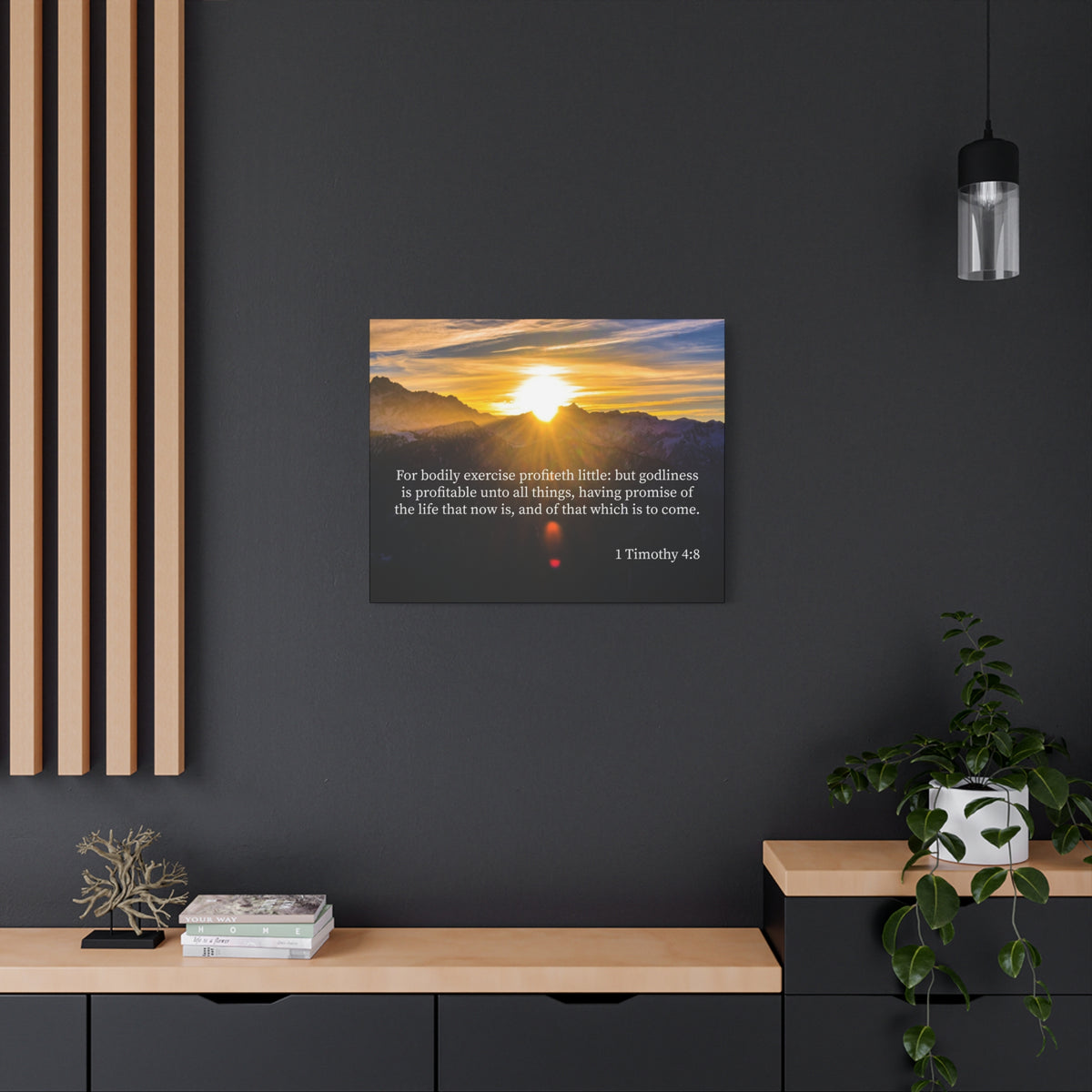 Scripture Canvas Godliness 1 Timothy 4:8 Christian Wall Art Bible Verse Print Ready to Hang-Express Your Love Gifts