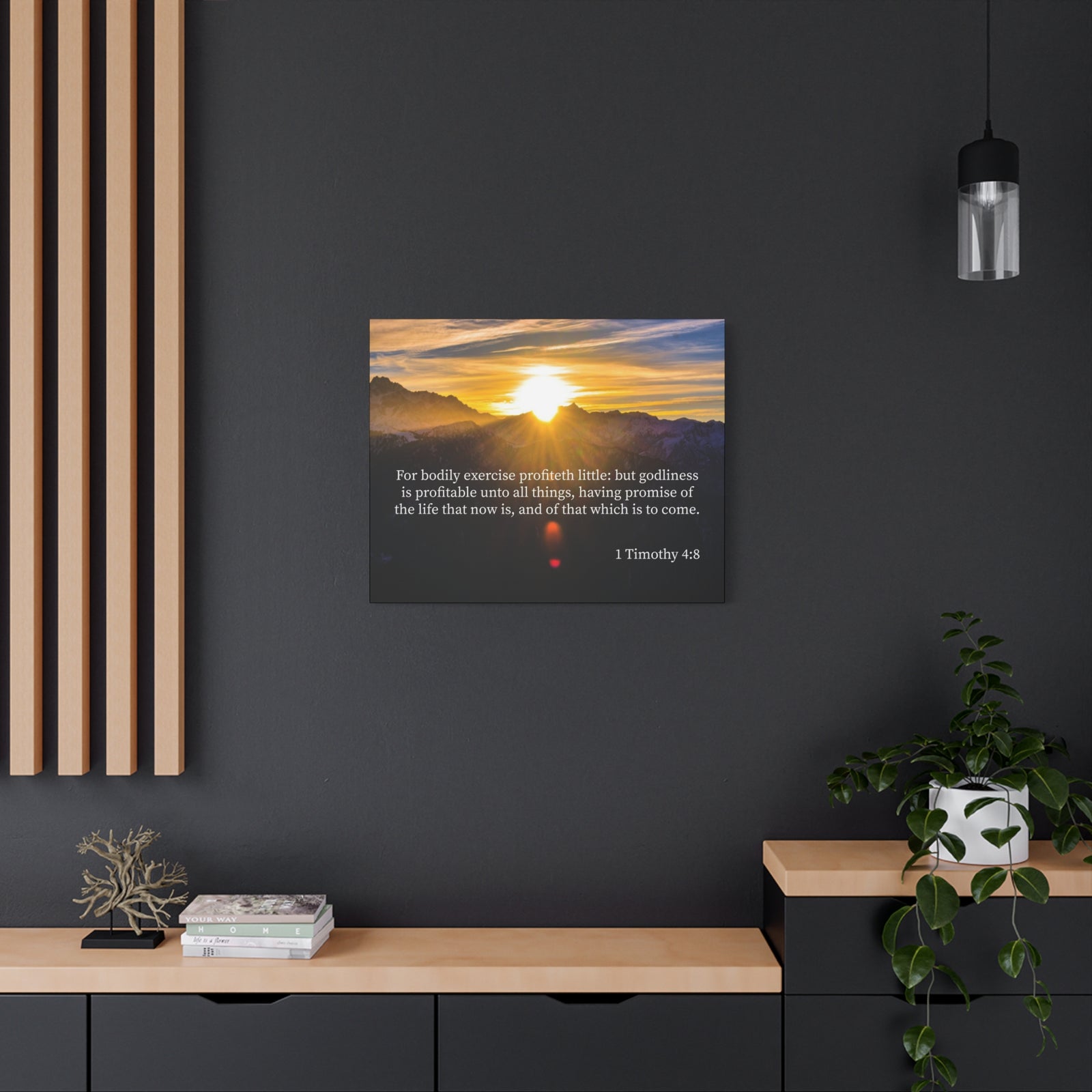 Scripture Canvas Godliness 1 Timothy 4:8 Christian Wall Art Bible Verse Print Ready to Hang-Express Your Love Gifts