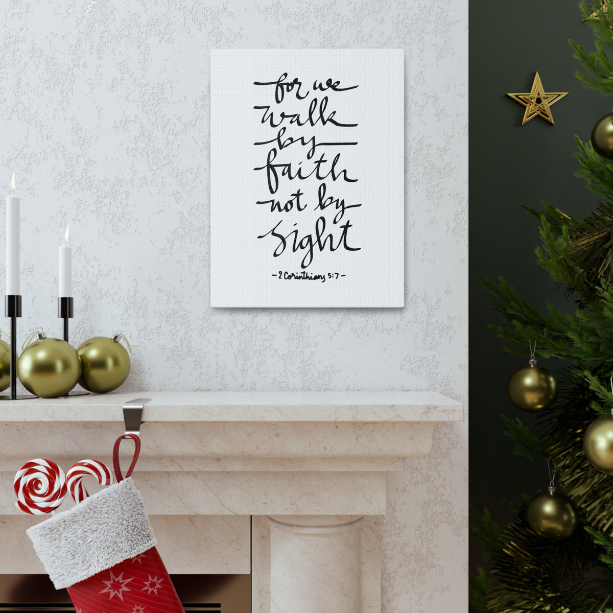 Scripture Canvas For We Walk By Faith 2 Corinthians 5:7 Christian Wall Art Bible Verse Print Ready To Hang-Express Your Love Gifts