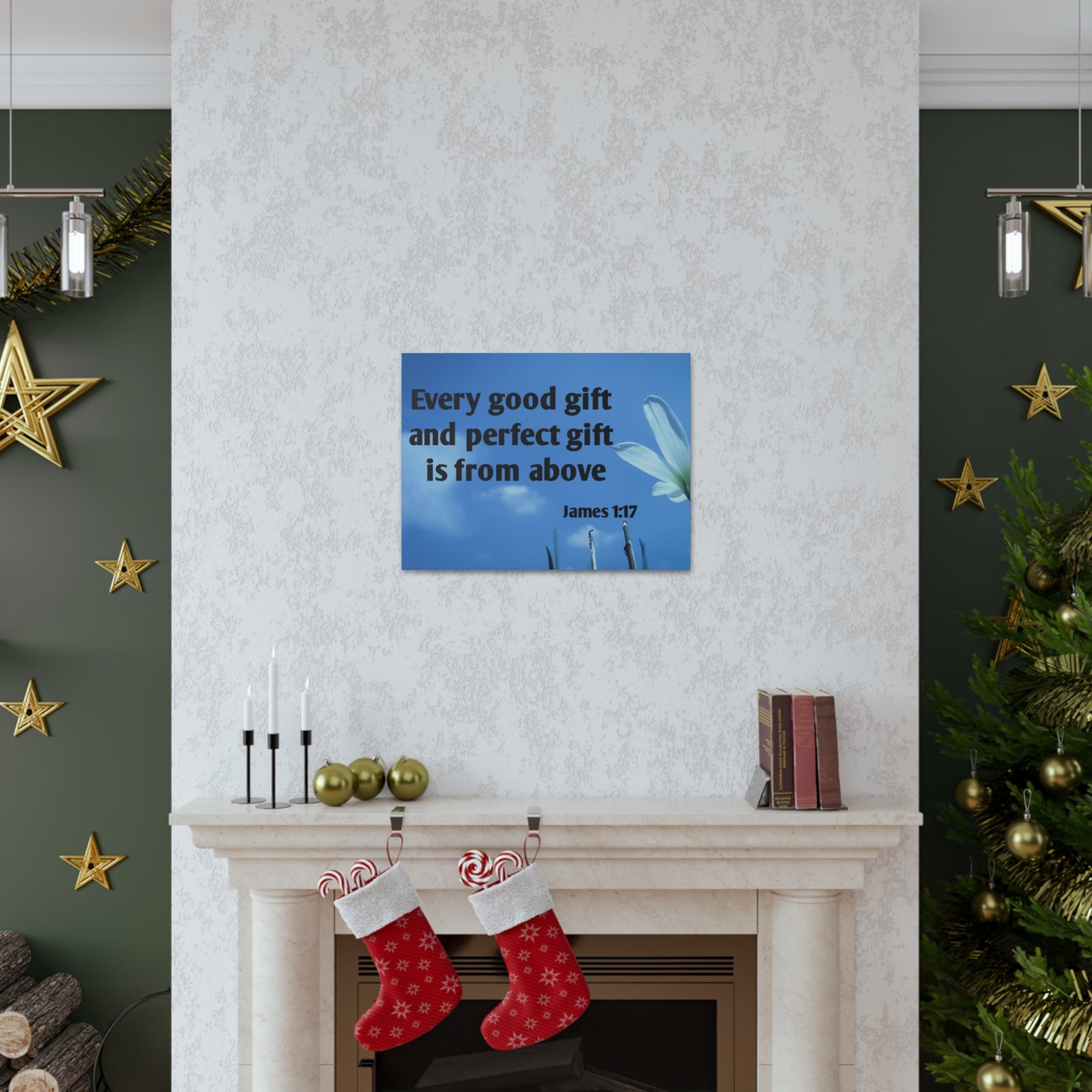 Scripture Canvas Perfect Gift James 1:17 Christian Wall Art Bible Verse Print Ready to Hang-Express Your Love Gifts