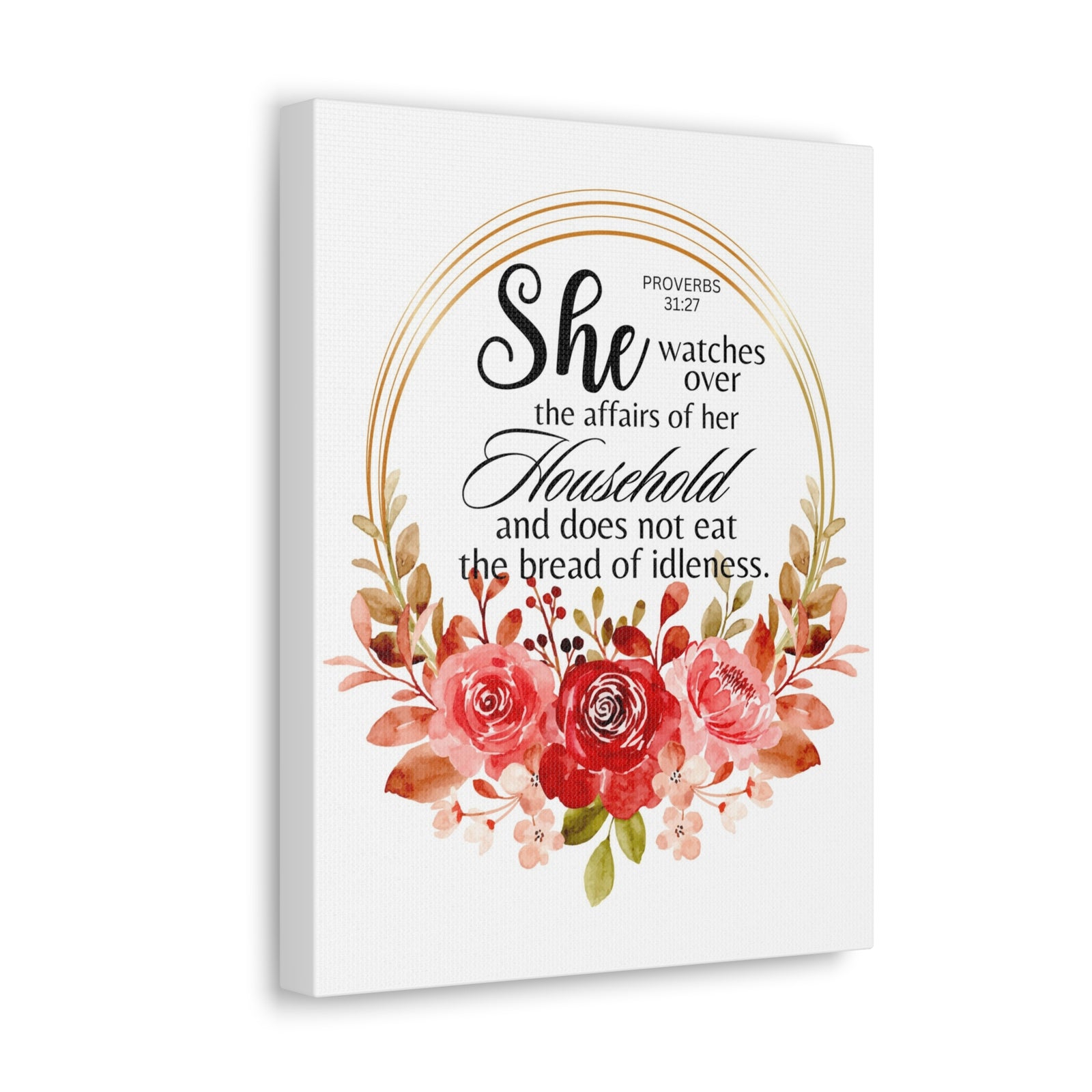 Scripture Walls Proverbs 31:27 She Watches Over Her Household Bible Verse Canvas Christian Wall Art Ready to Hang Unframed-Express Your Love Gifts