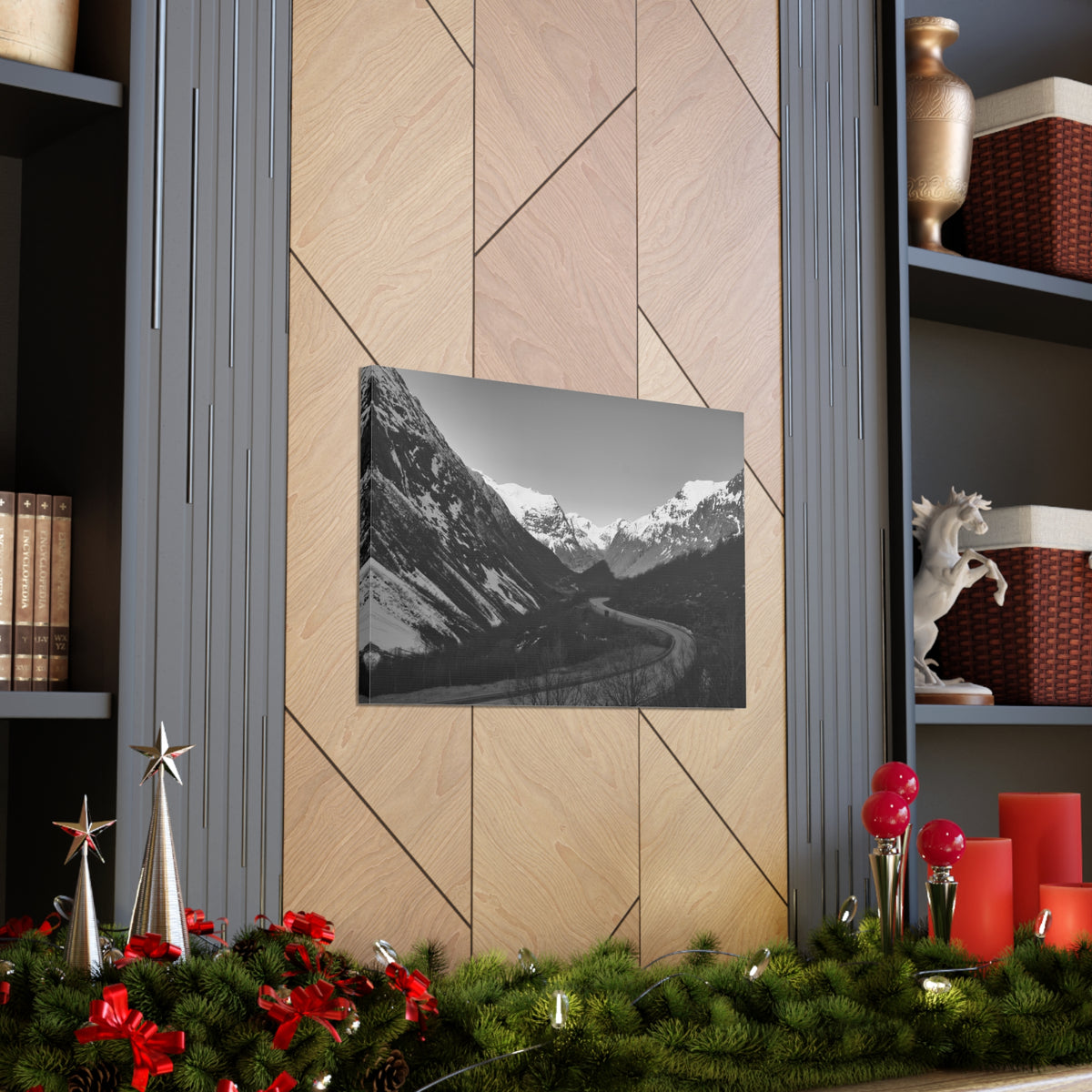 Forest Mountain Black And White Nature Wilderness Photography Canvas Wall Art for Home Decor Ready-to-Hang-Express Your Love Gifts