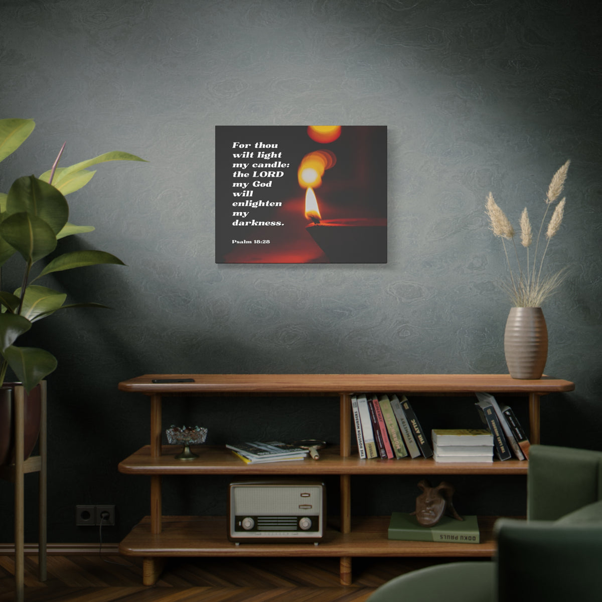 Scripture Canvas Enlighten My Darkness Psalm 18:28 Christian Wall Art Bible Verse Print Ready to Hang-Express Your Love Gifts