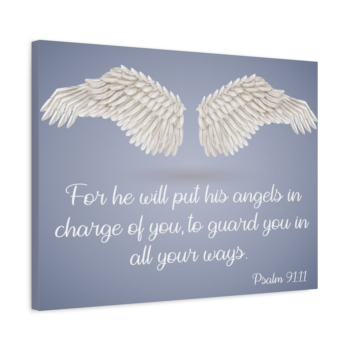 Bible Verse Canvas God's Angels Psalm 91:11 Christian Home Décor Wall Art Scripture Ready to Hang Faith Print-Express Your Love Gifts
