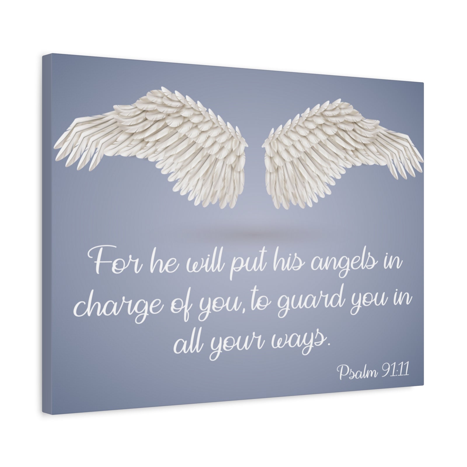 Bible Verse Canvas God's Angels Psalm 91:11 Christian Home Décor Wall Art Scripture Ready to Hang Faith Print-Express Your Love Gifts