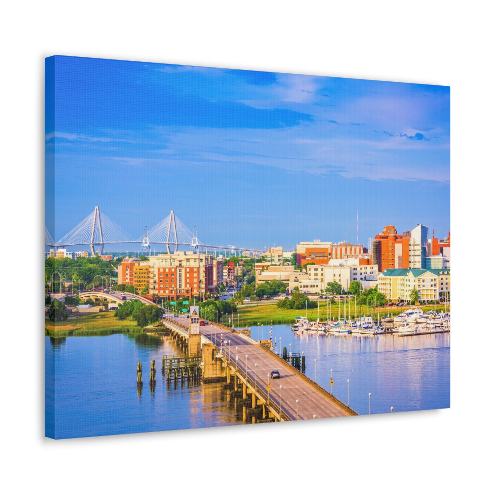 Charleston Daytime Skyline Canvas Artwork High-Quality Breathtaking Stunning Cityscape for Home Decor Ready to Hang-Express Your Love Gifts