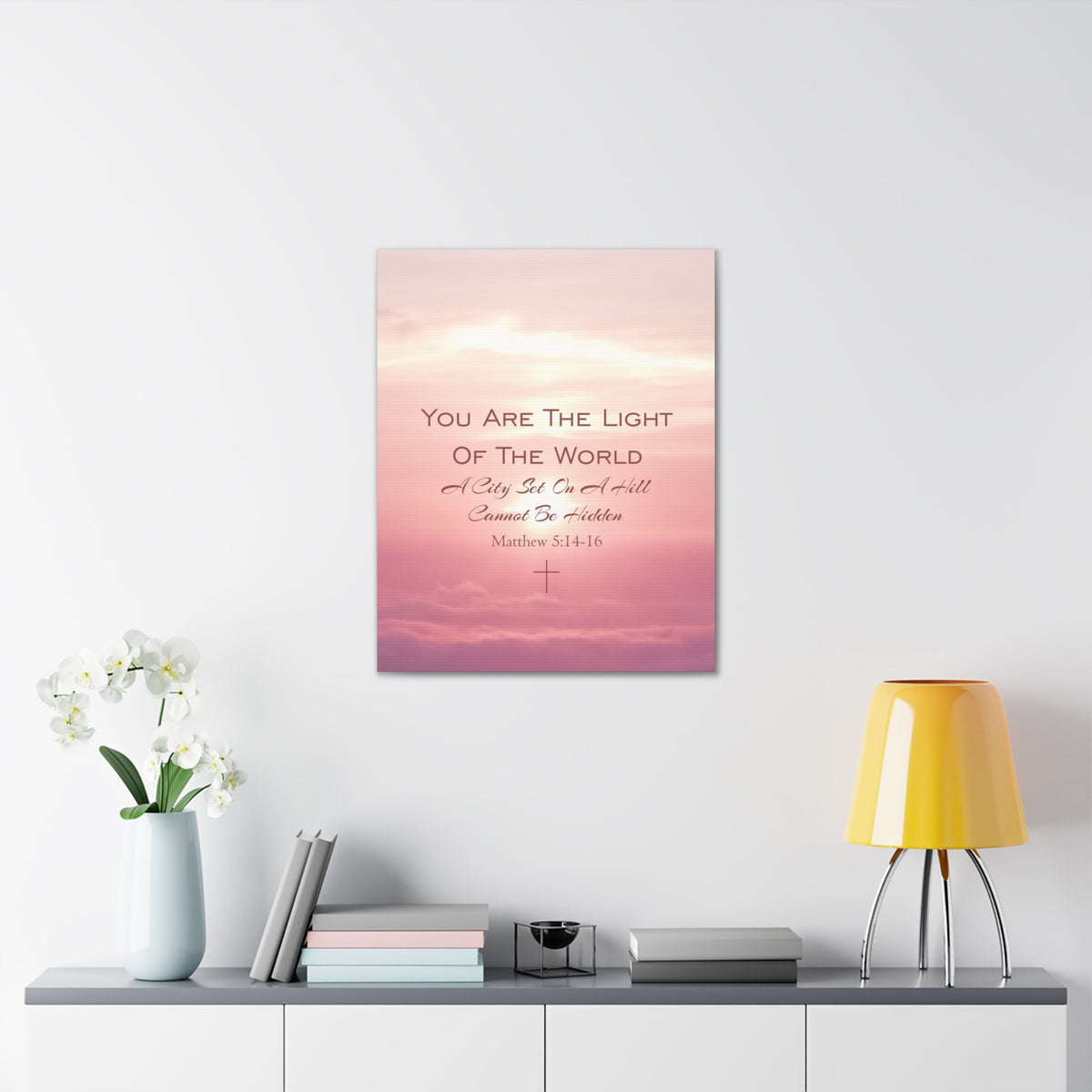 Scripture Canvas Light Of The World Matthew 5:14-16 Christian Wall Art Bible Verse Print Ready to Hang-Express Your Love Gifts