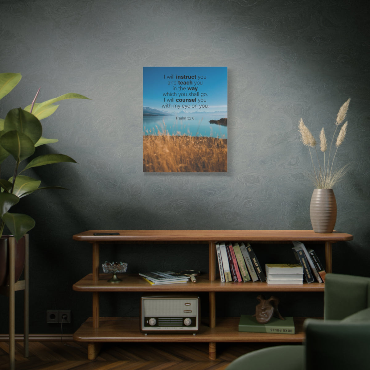 Scripture Canvas God's Instruction Psalm 32:8 Christian Wall Art Bible Verse Print Ready to Hang-Express Your Love Gifts