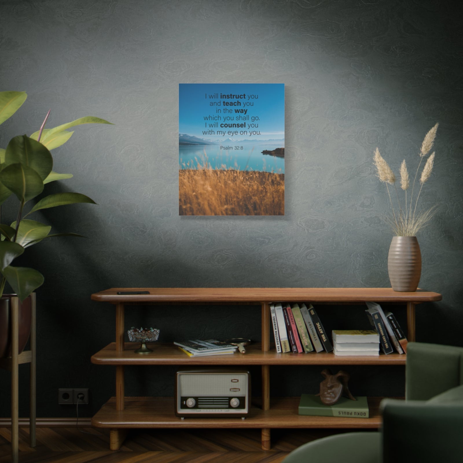 Scripture Canvas God's Instruction Psalm 32:8 Christian Wall Art Bible Verse Print Ready to Hang-Express Your Love Gifts