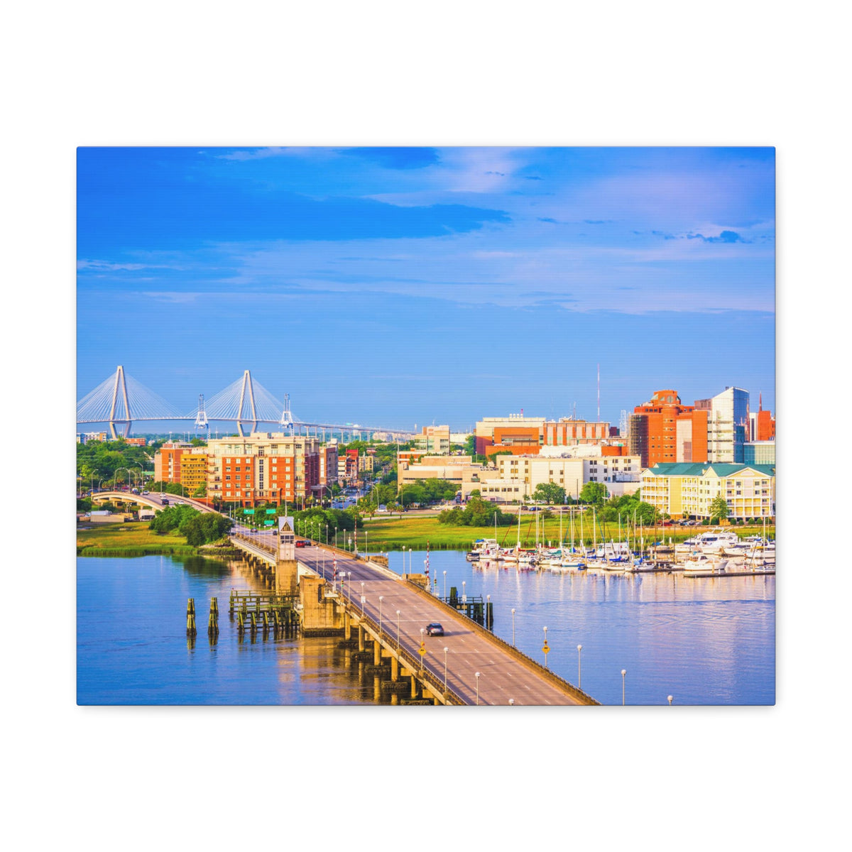 Charleston Daytime Skyline Canvas Artwork High-Quality Breathtaking Stunning Cityscape for Home Decor Ready to Hang-Express Your Love Gifts