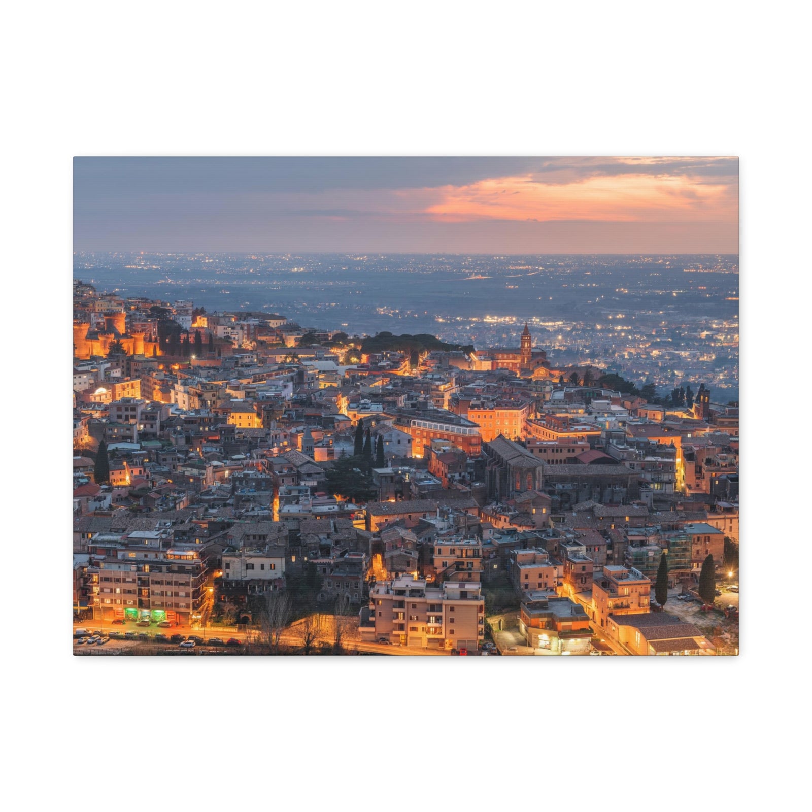 Rome Night Skyline Canvas Artwork High-Quality Breathtaking Stunning Cityscape for Home Decor Ready to Hang-Express Your Love Gifts