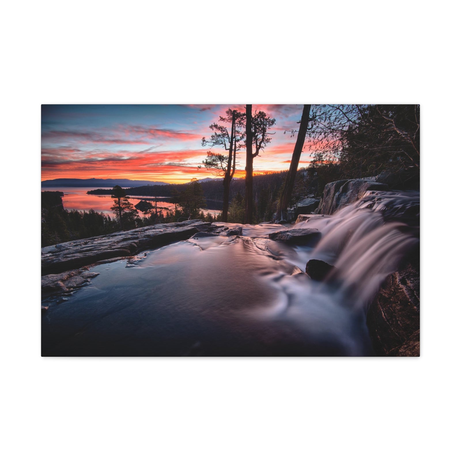 Lake Water Rushing Nature Wilderness Photography Canvas Wall Art for Home Decor Ready-to-Hang-Express Your Love Gifts