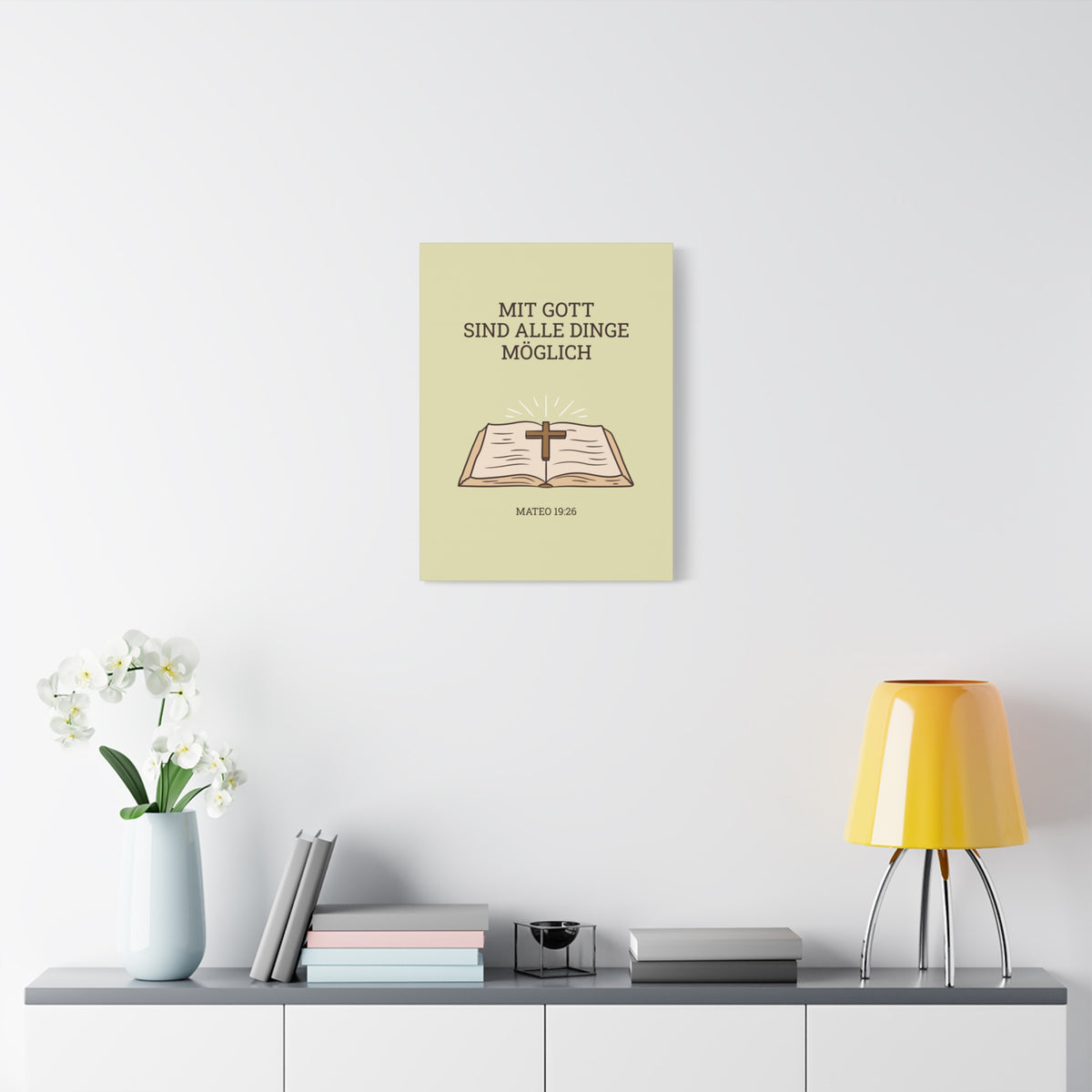 Scripture Walls Mateo 19:26 German Bible Verse Canvas Christian Wall Art Ready to Hang Unframed-Express Your Love Gifts
