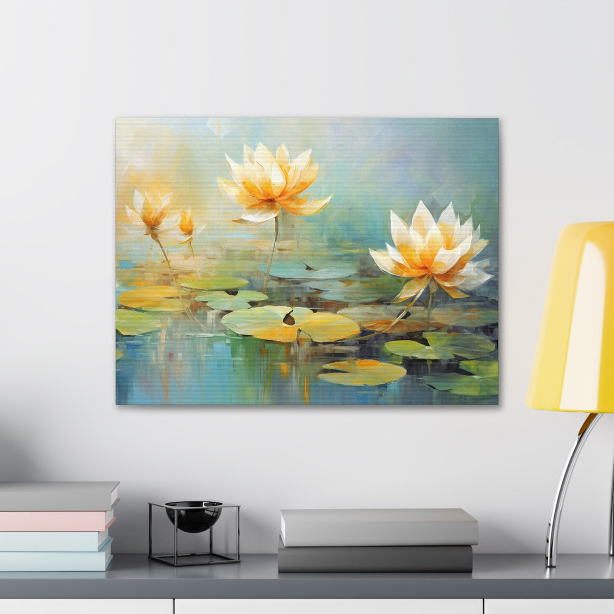 Hand-painted Lotus Flower Canvas Wall Art for Home Decor Ready-to-Hang-Express Your Love Gifts