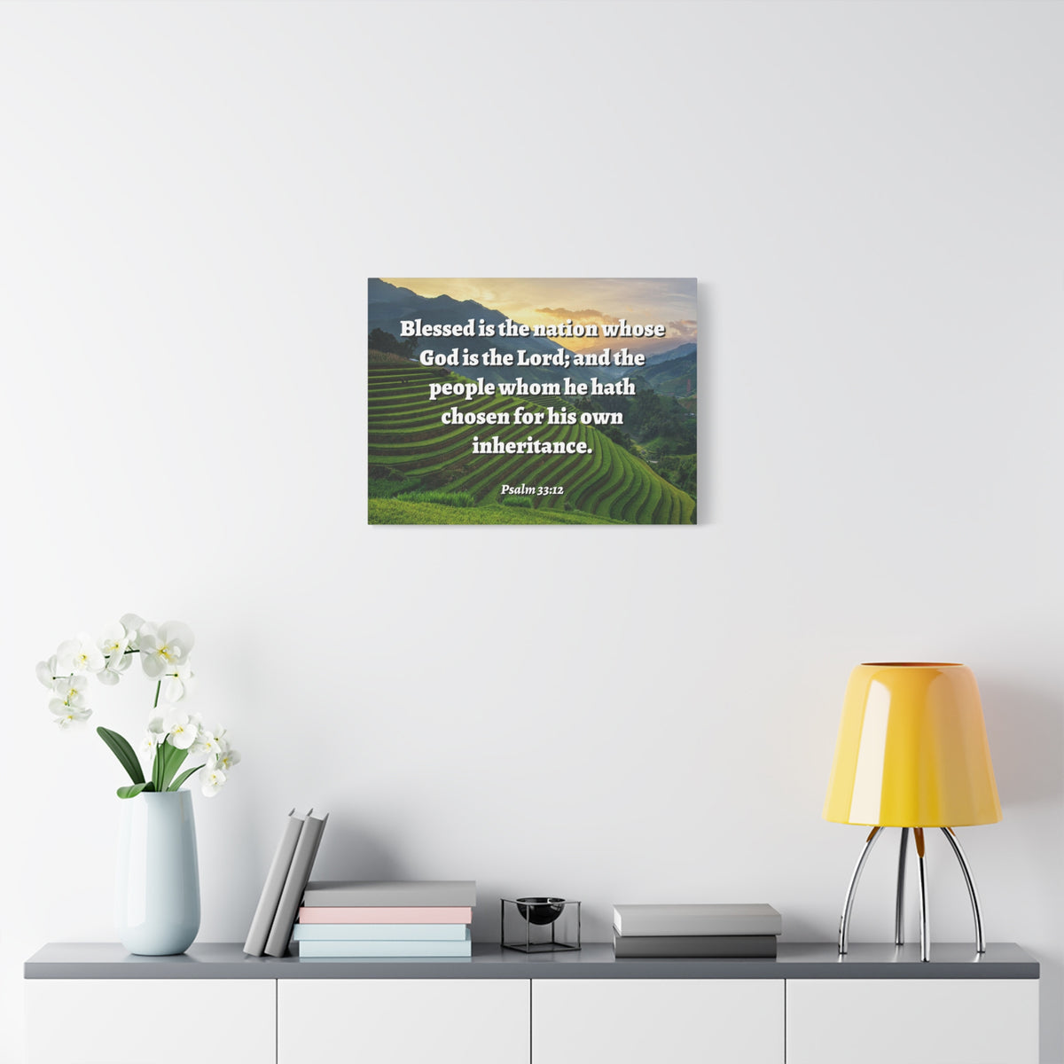 Scripture Walls Blessed Is The Nation Psalm 33:12 Bible Verse Canvas Christian Wall Art Ready to Hang-Express Your Love Gifts