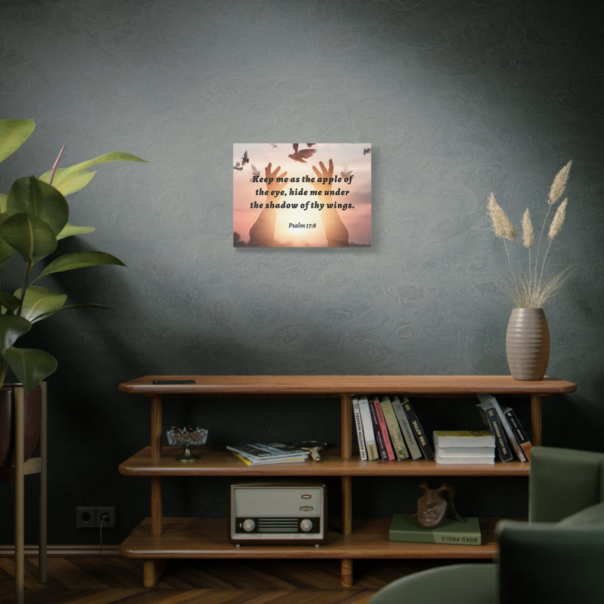 Scripture Walls Thy Wings Psalm 17:8 Bible Verse Canvas Christian Wall Art Ready to Hang-Express Your Love Gifts