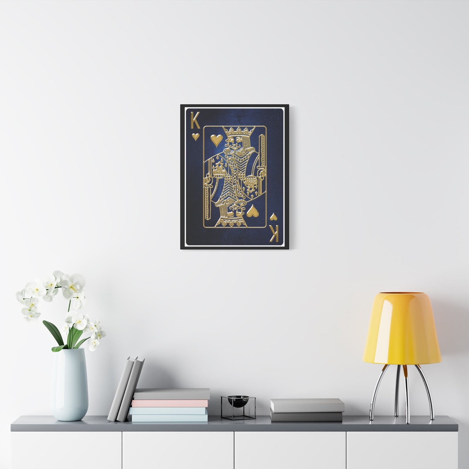 King Of Hearts Space Background Playing Card Canvas Wall Art for Home Decor Ready-to-Hang-Express Your Love Gifts