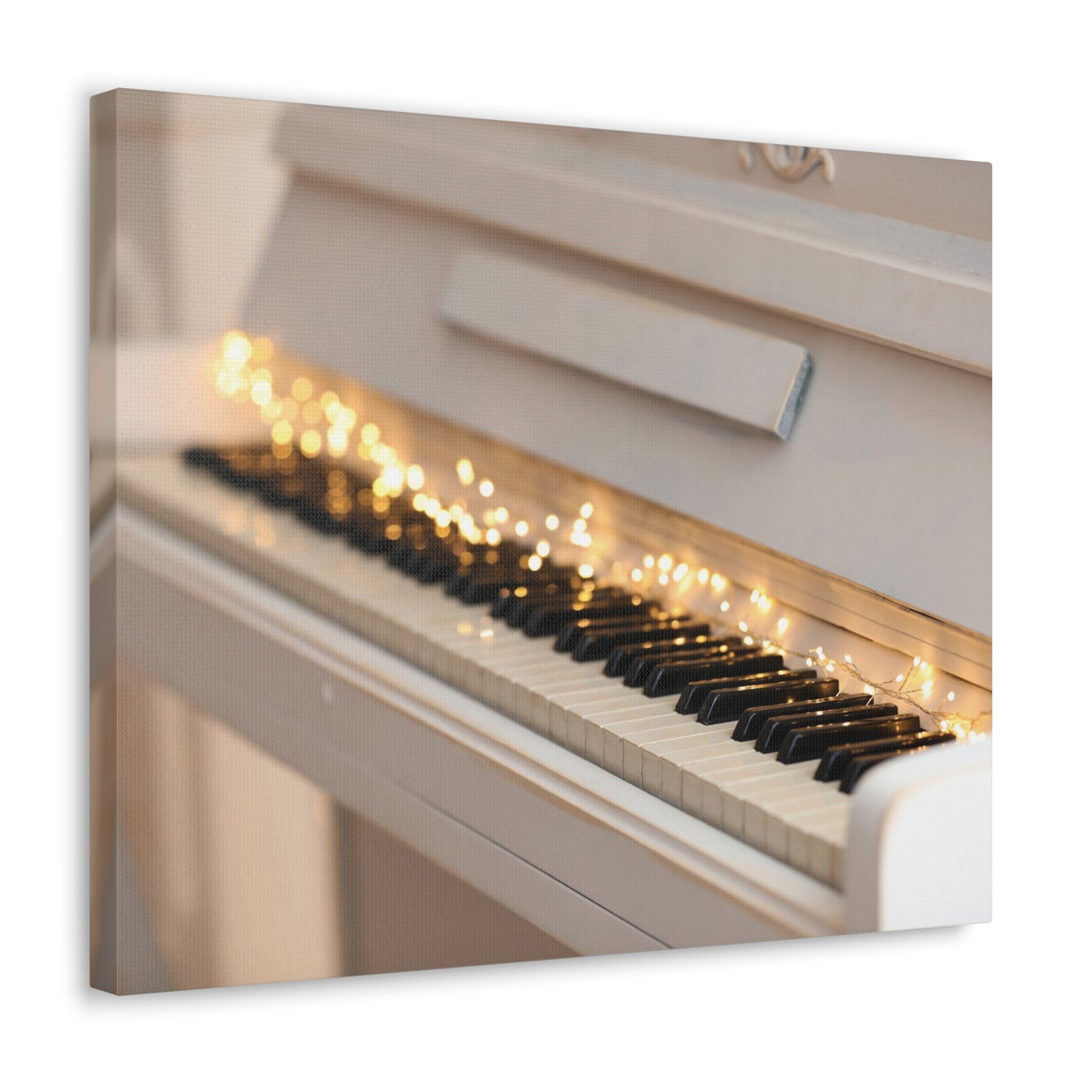 Piano with Glowing Garland Music Lover's Delight Piano Keyboard Canvas Wall Art for Home Decor Ready-to-Hang-Express Your Love Gifts