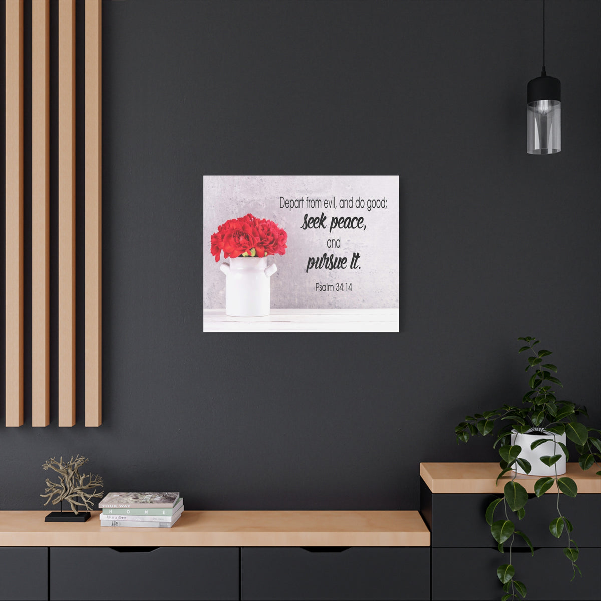 Scripture Canvas Seek Peace and Pursue It Psalm 34:14 Christian Wall Art Bible Verse Print Ready to Hang-Express Your Love Gifts
