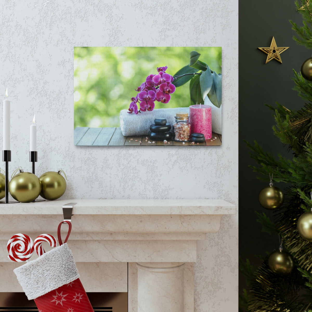 Spa Composition on Wooden Forest Floral Nature Photography Canvas Wall Art for Home Decor Ready-to-Hang-Express Your Love Gifts