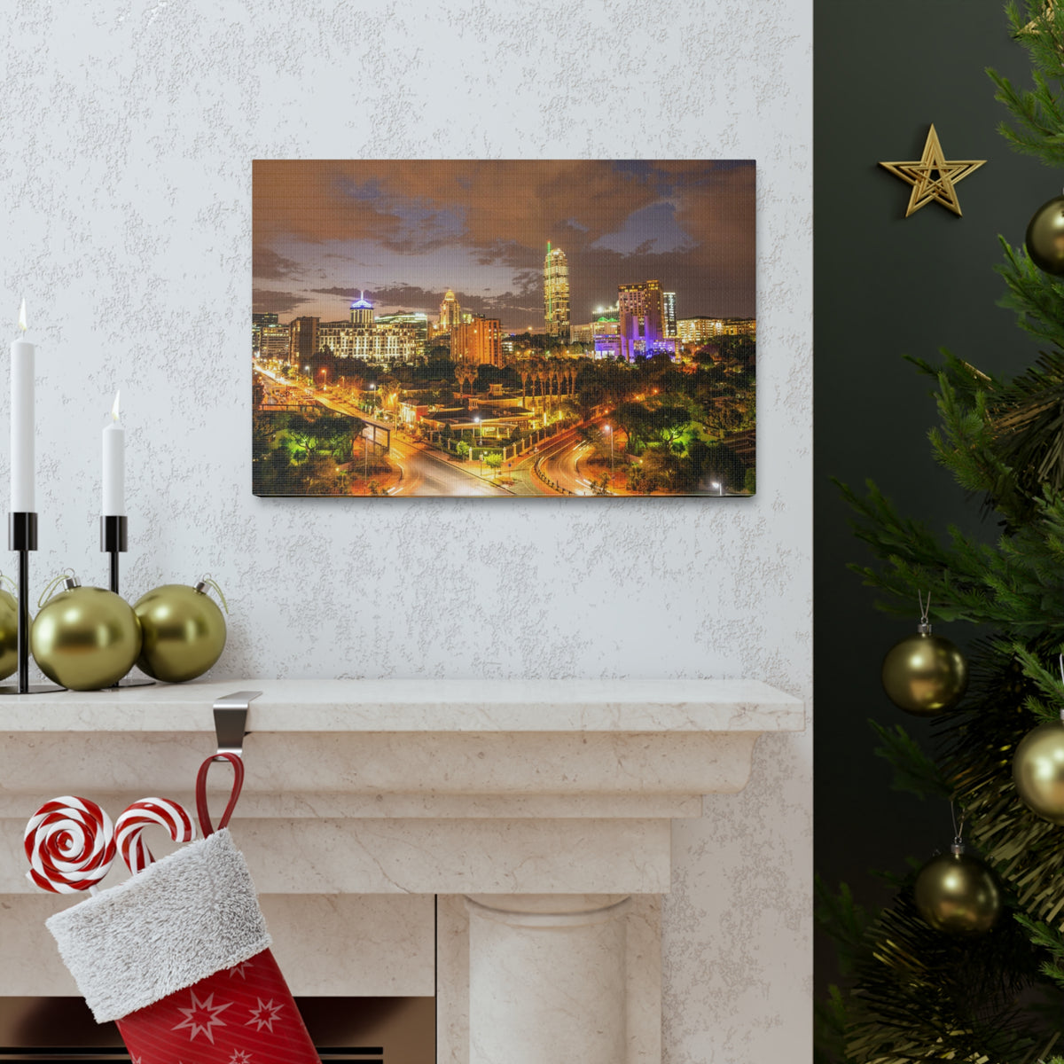 Johannesburg Night Skyline Canvas Artwork High-Quality Breathtaking Stunning Cityscape for Home Decor Ready to Hang-Express Your Love Gifts
