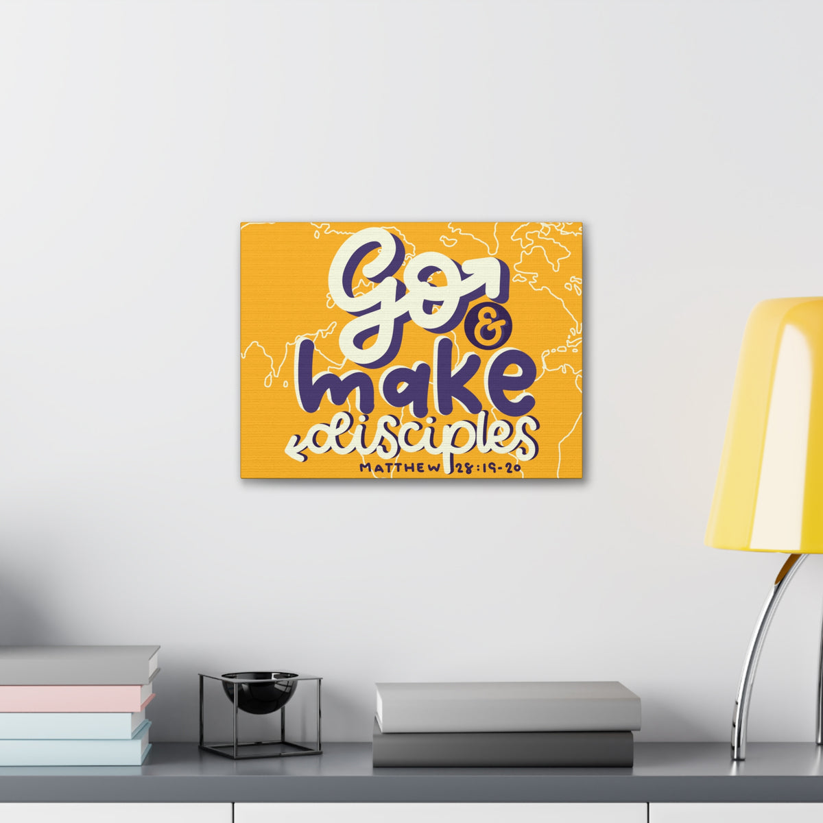 Scripture Canvas Go And Make Disciples Matthew 28:19-20 Christian Wall Art Bible Verse Print Ready to Hang-Express Your Love Gifts