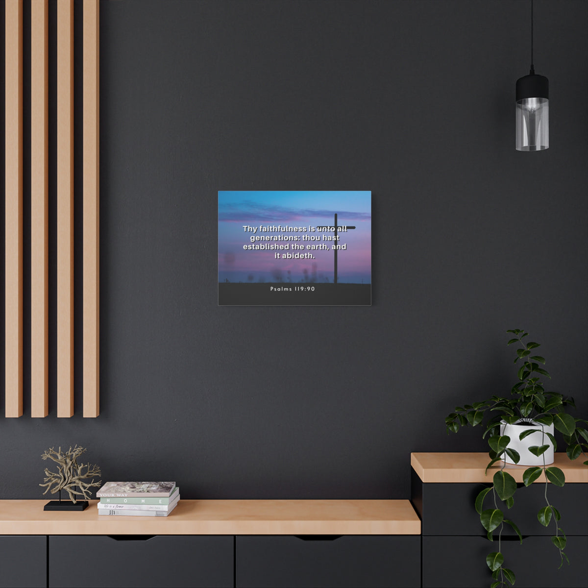 Scripture Canvas Thy Faithfulness Psalm 119:90 Christian Wall Art Bible Verse Print Ready to Hang-Express Your Love Gifts